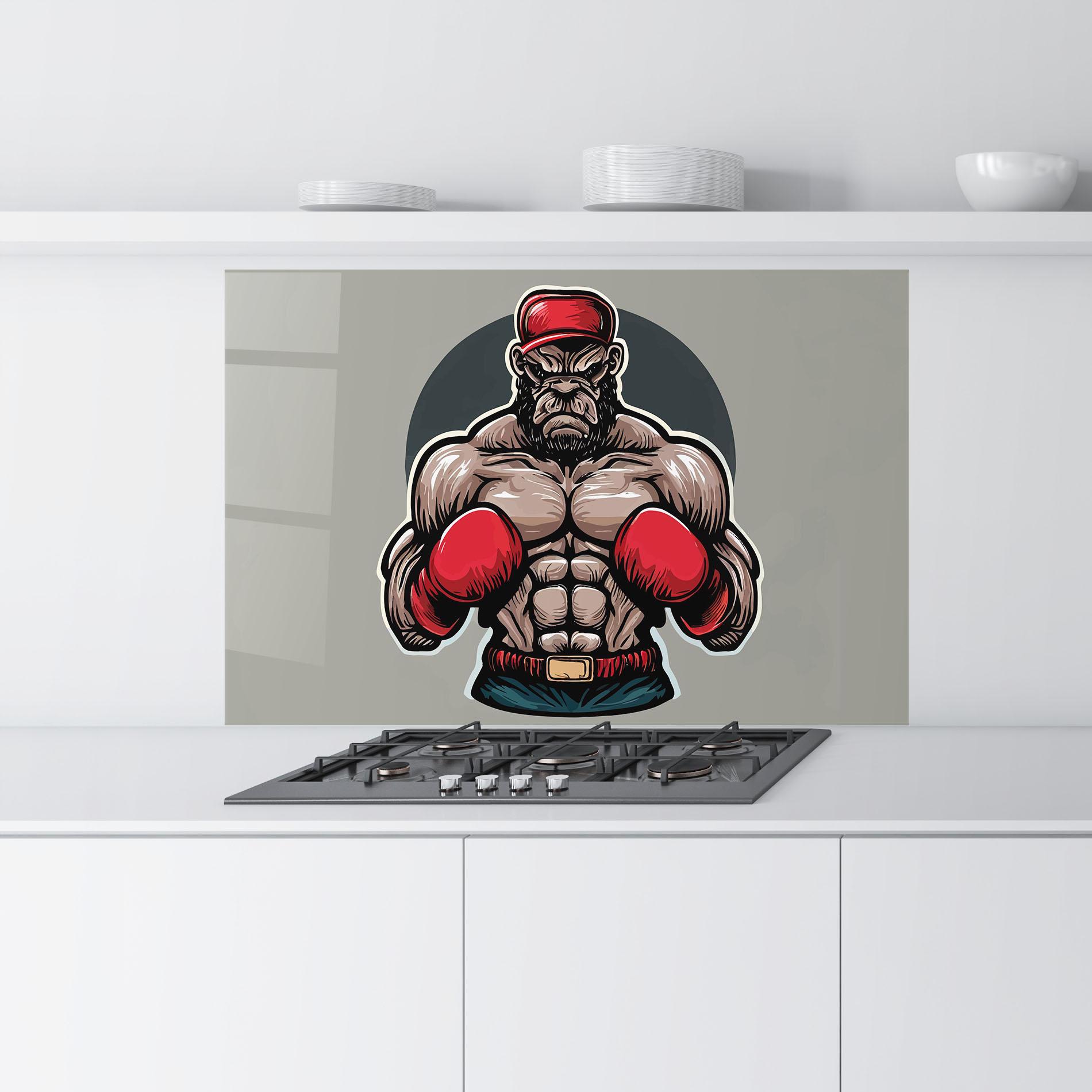 Küchenrückwand Glas Boxer Character mockup 9
