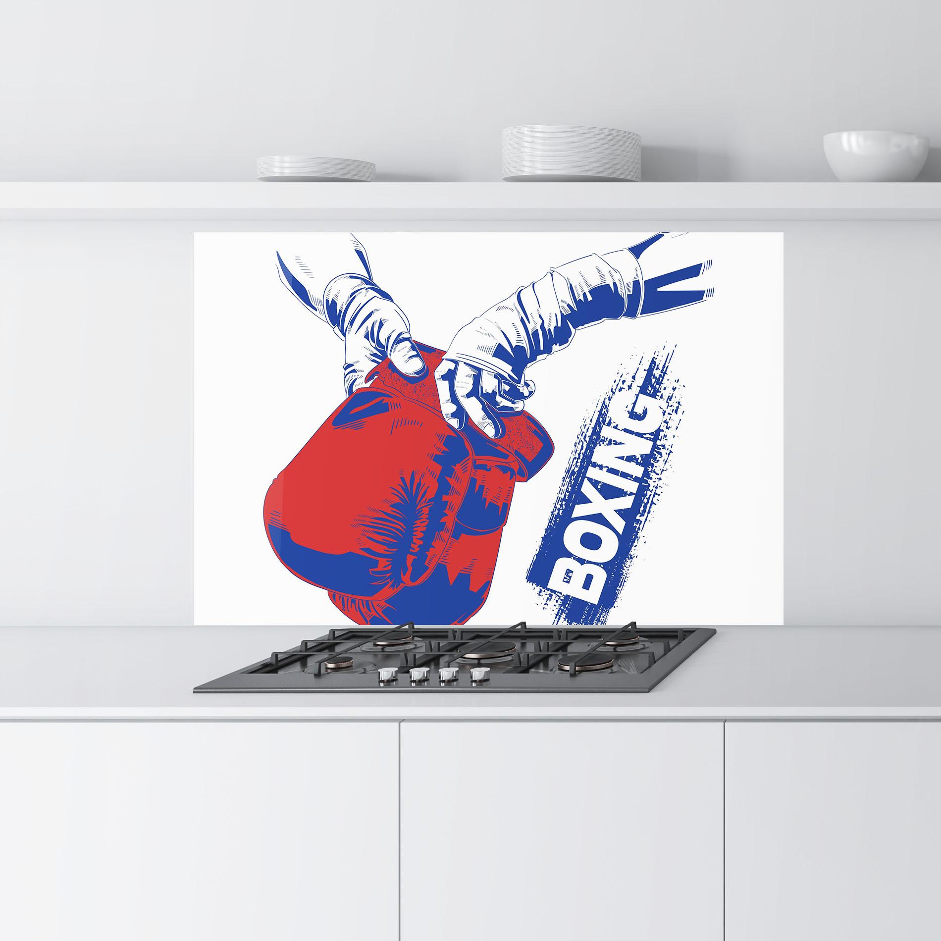 Küchenrückwand Glas Boxing Blue mockup 9