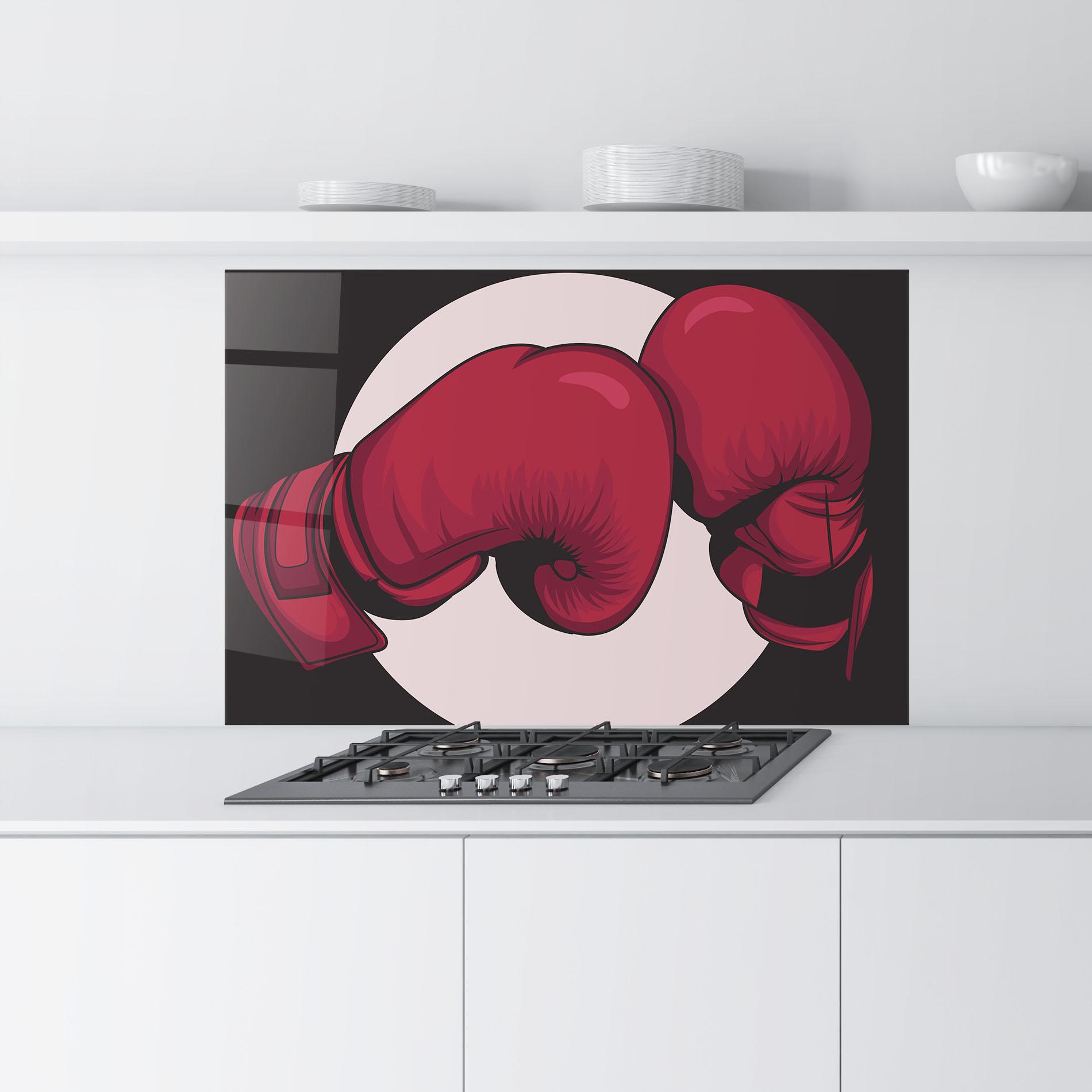 Küchenrückwand Glas Boxing Cream Circle mockup 9
