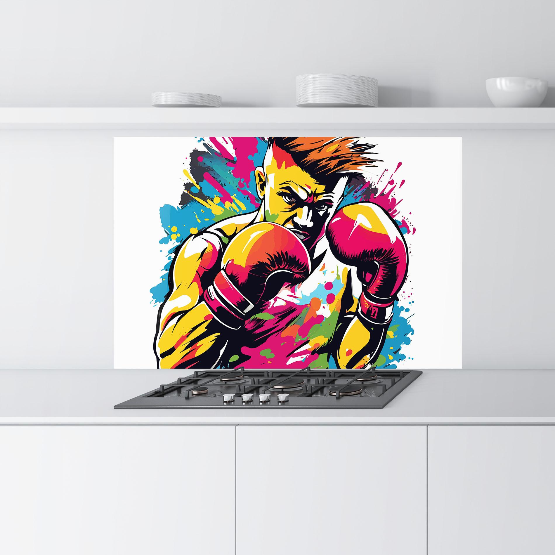 Küchenrückwand Glas Boxing Illustration mockup 9