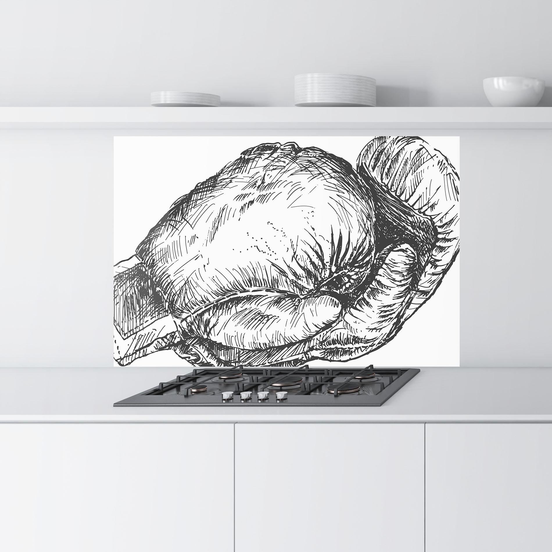 Küchenrückwand Glas Grey Line Glove mockup 9