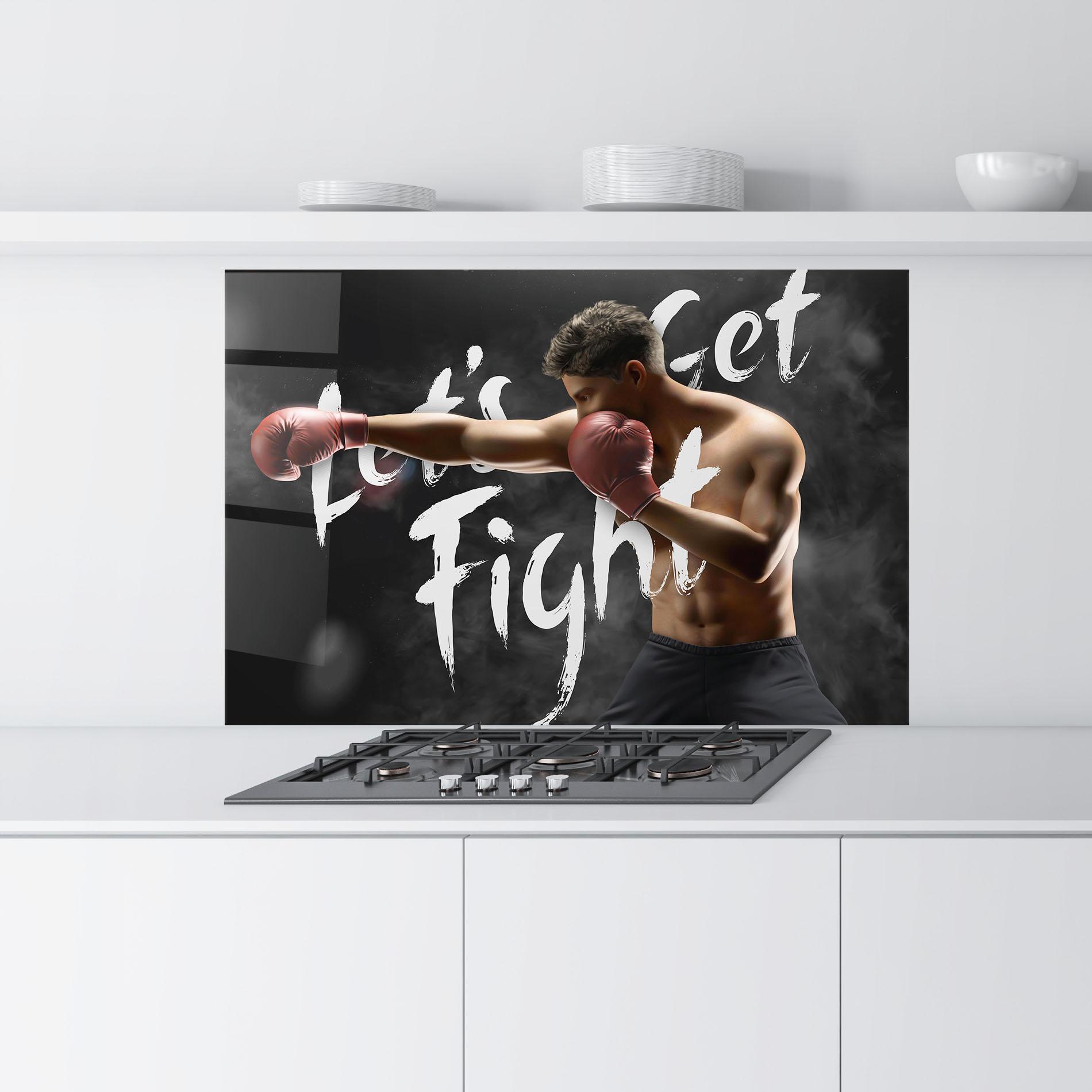 Küchenrückwand Glas Lets Get Fight mockup 9