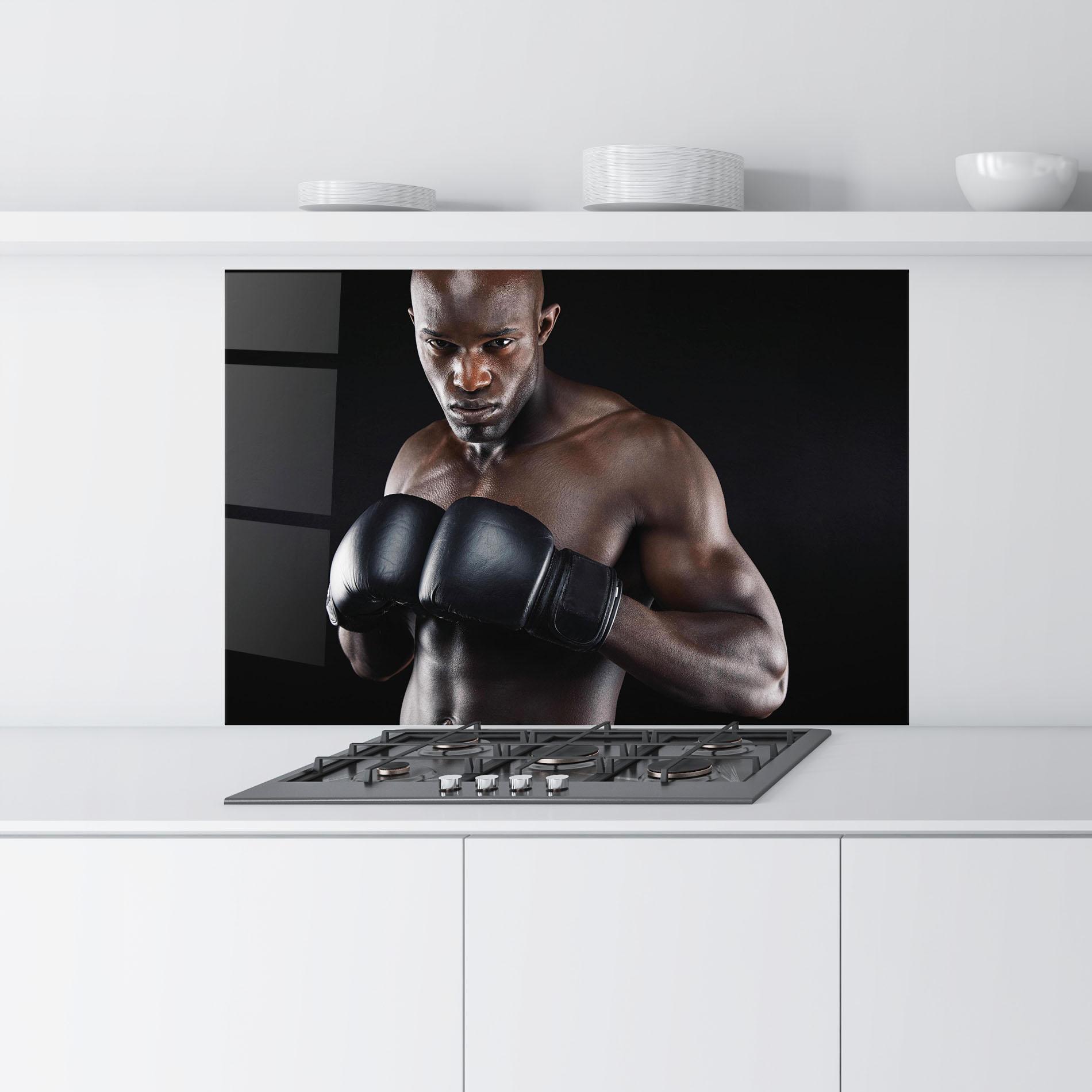 Küchenrückwand Glas Powerful Fighter mockup 9