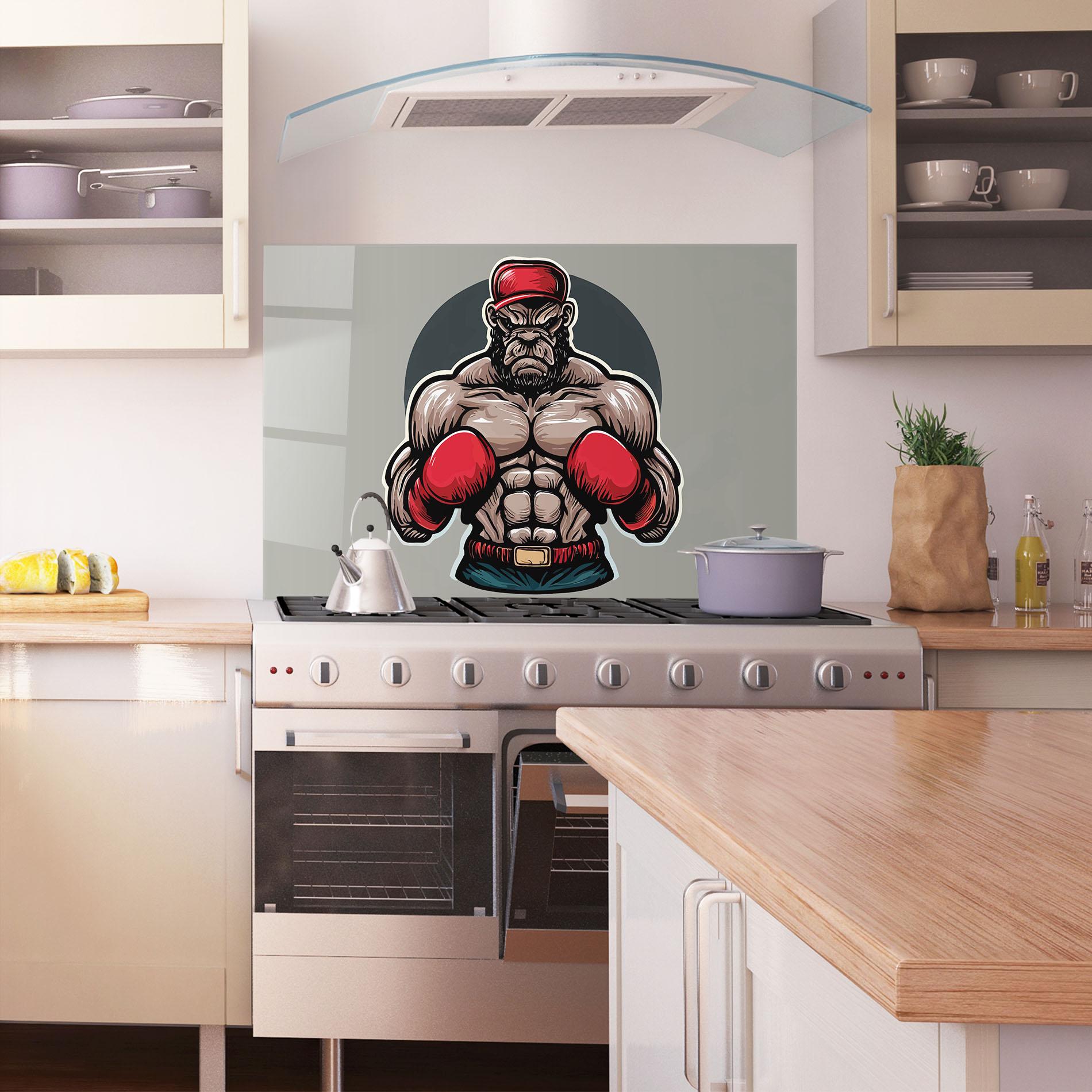Küchenrückwand Glas Boxer Character mockup 1