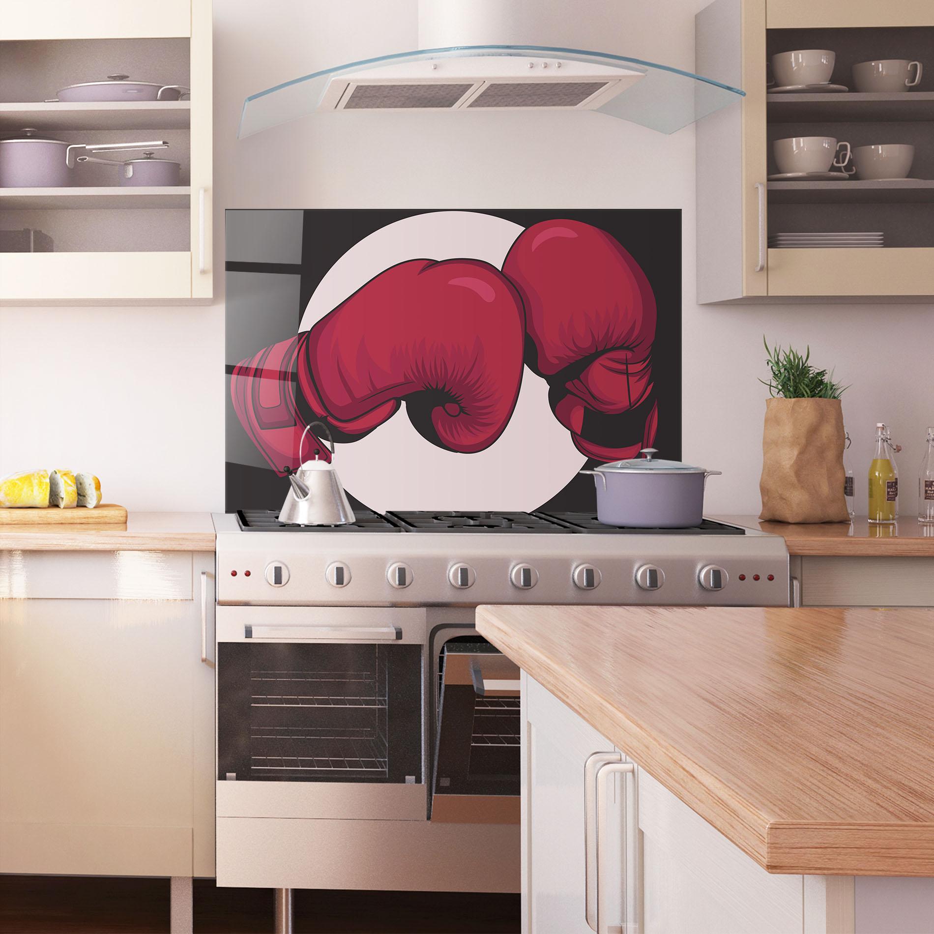 Küchenrückwand Glas Boxing Cream Circle mockup 1