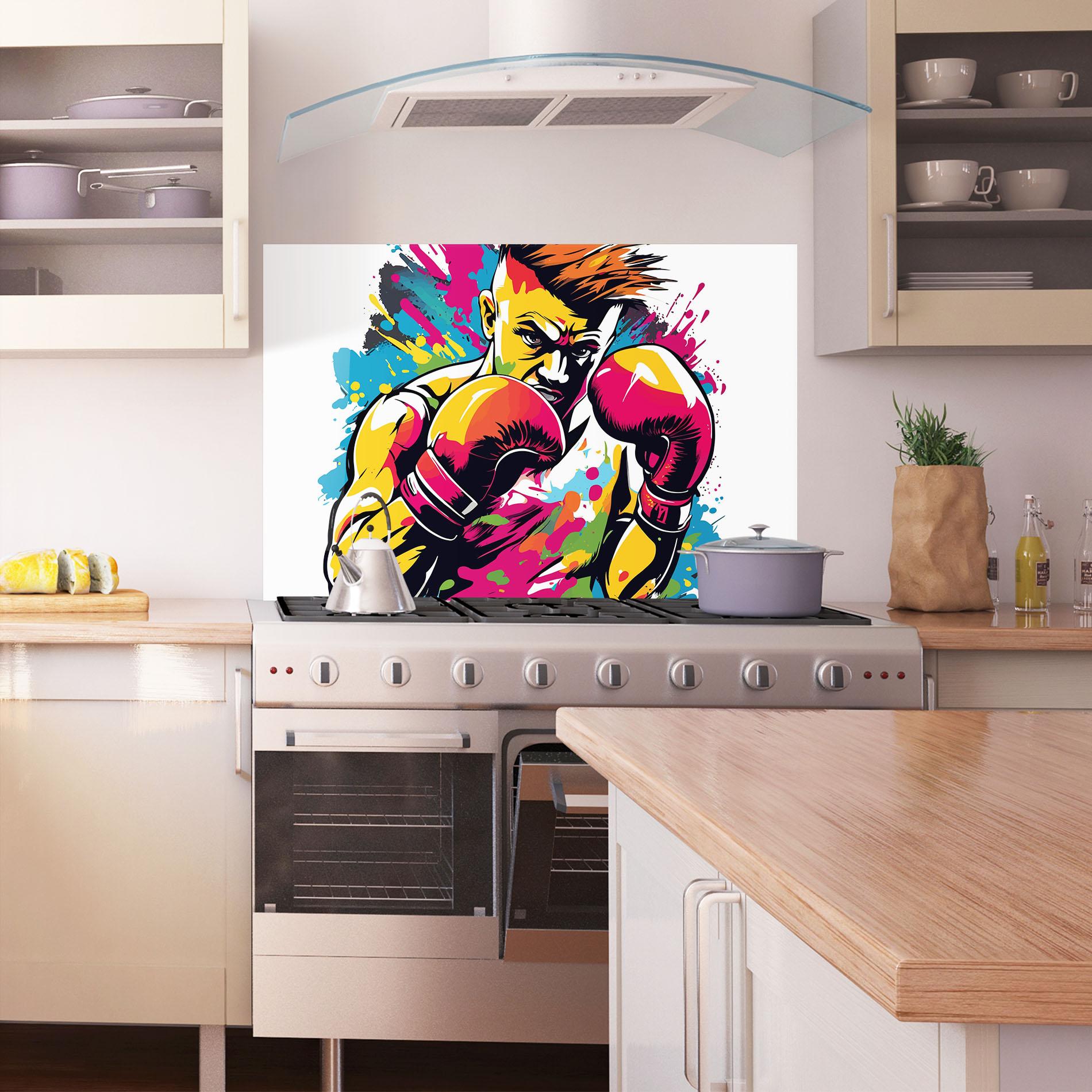 Küchenrückwand Glas Boxing Illustration mockup 1
