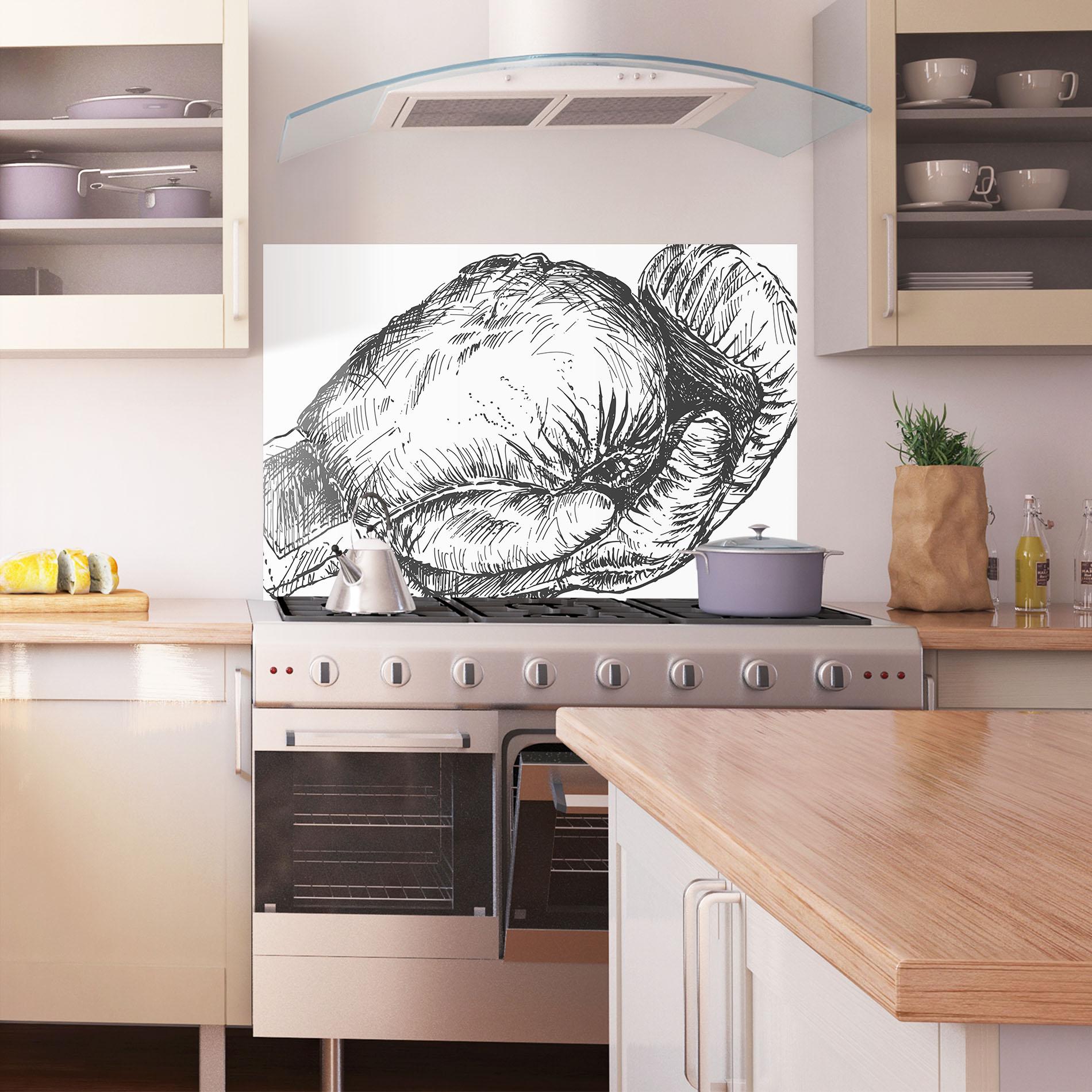 Küchenrückwand Glas Grey Line Glove mockup 1