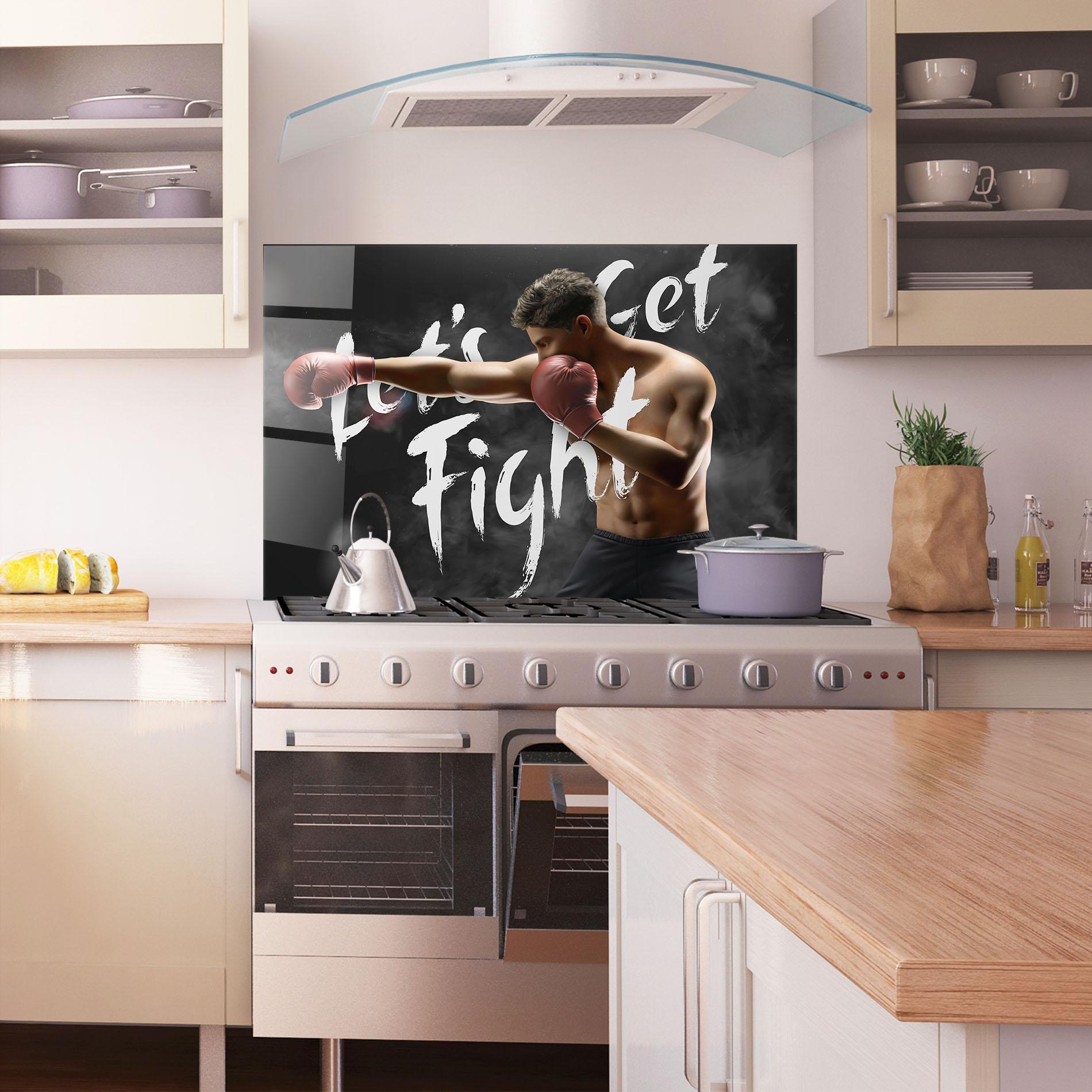 Küchenrückwand Glas Lets Get Fight mockup 1