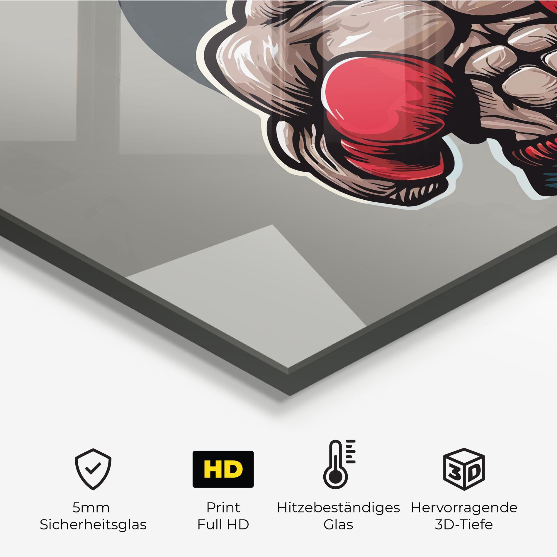 Küchenrückwand Glas Boxer Character mockup 2