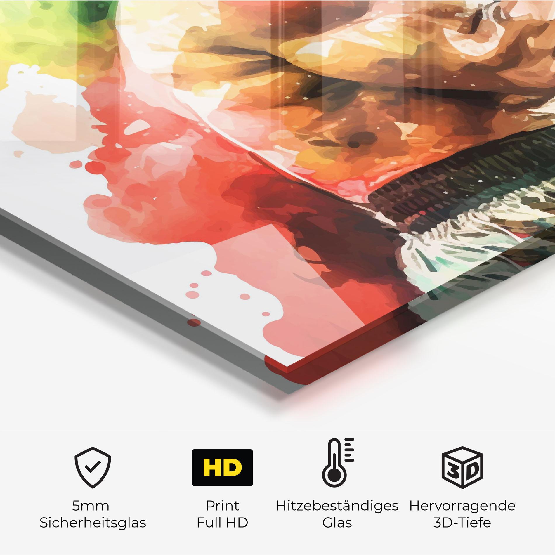 Küchenrückwand Glas Boxing Blue Red mockup 2