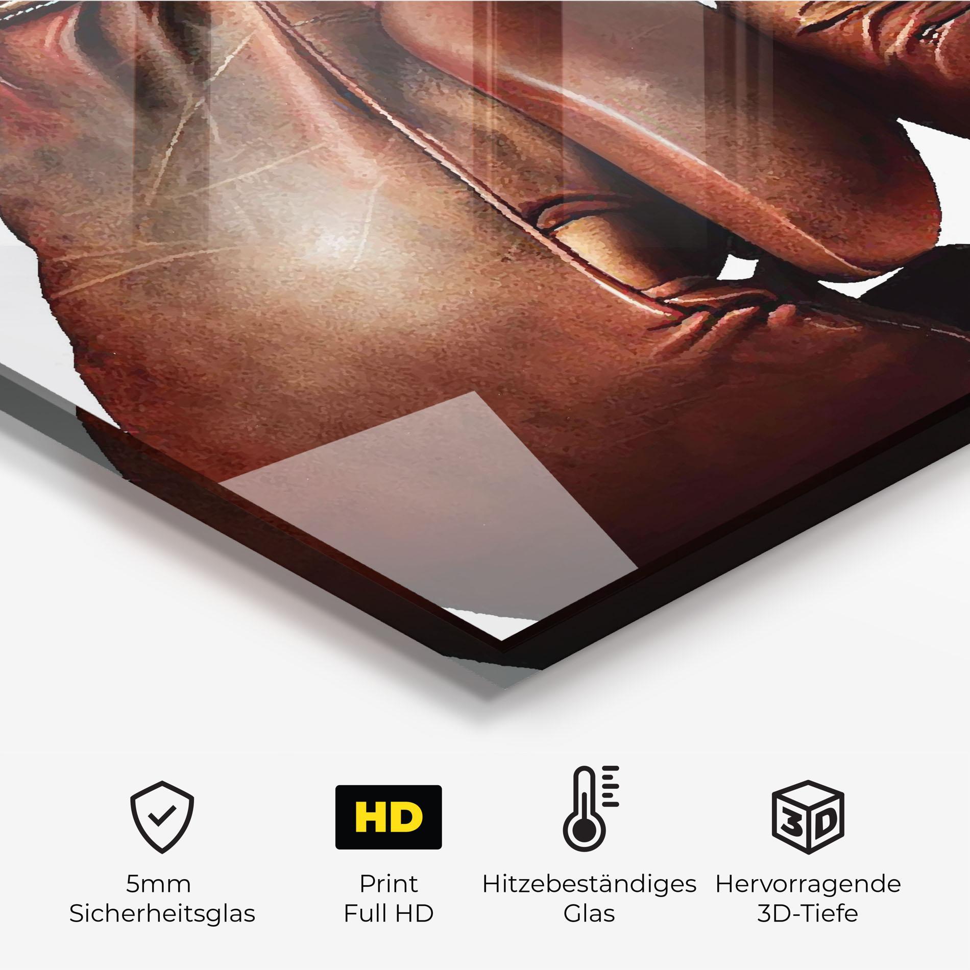 Küchenrückwand Glas Boxing Brown Gloves mockup 2