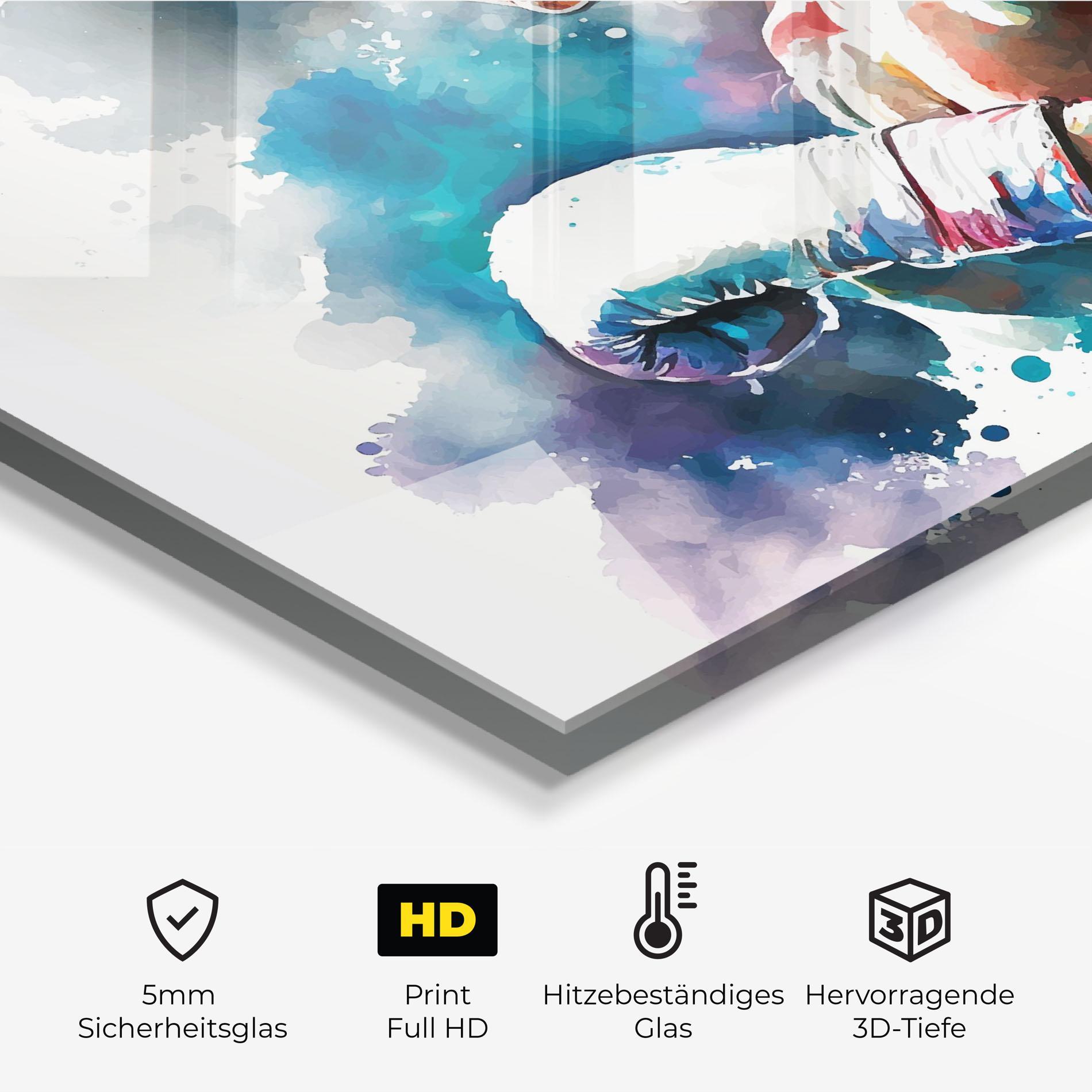 Küchenrückwand Glas Boxing Red Blue mockup 2