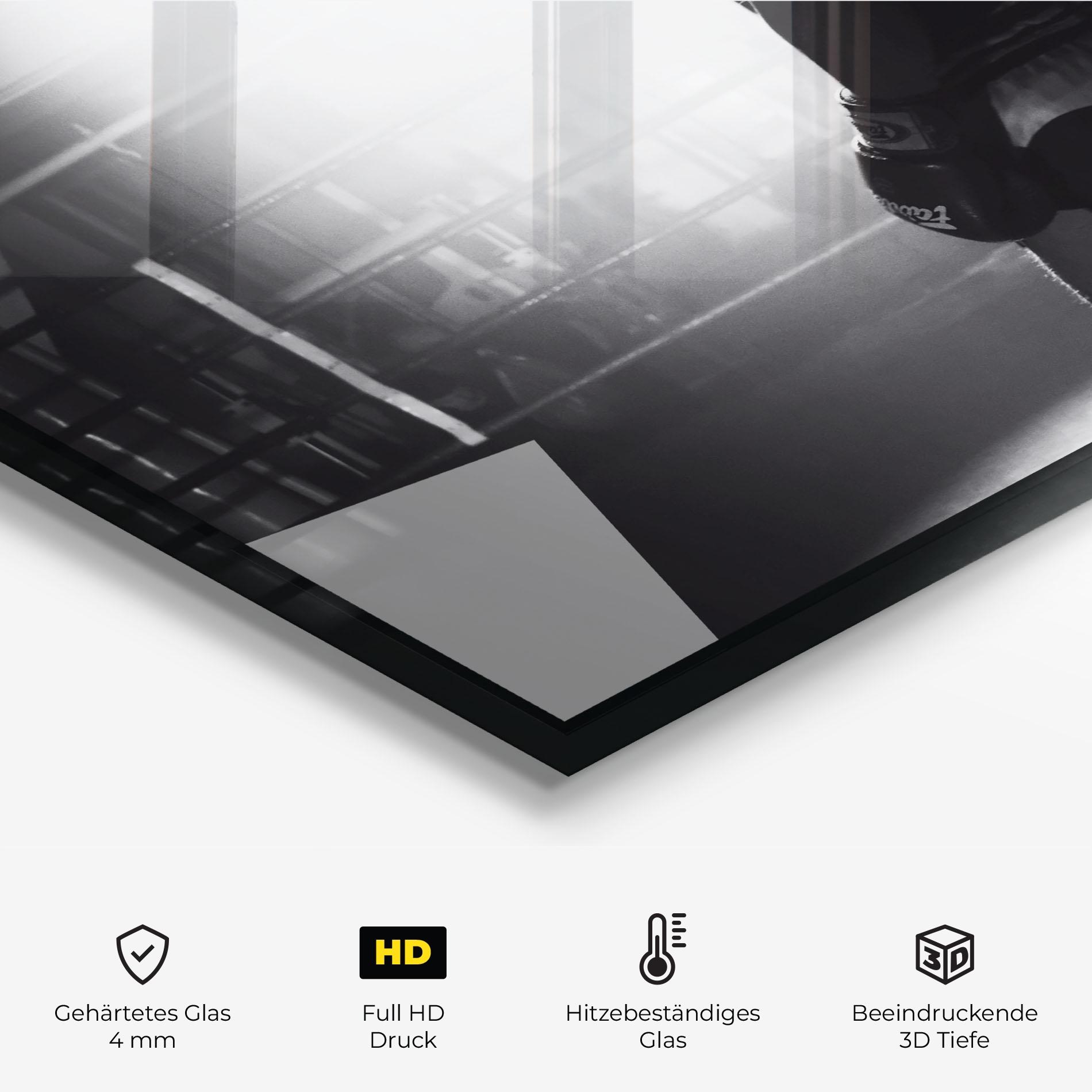 Küchenrückwand Glas Boxer Shilouette mockup 2