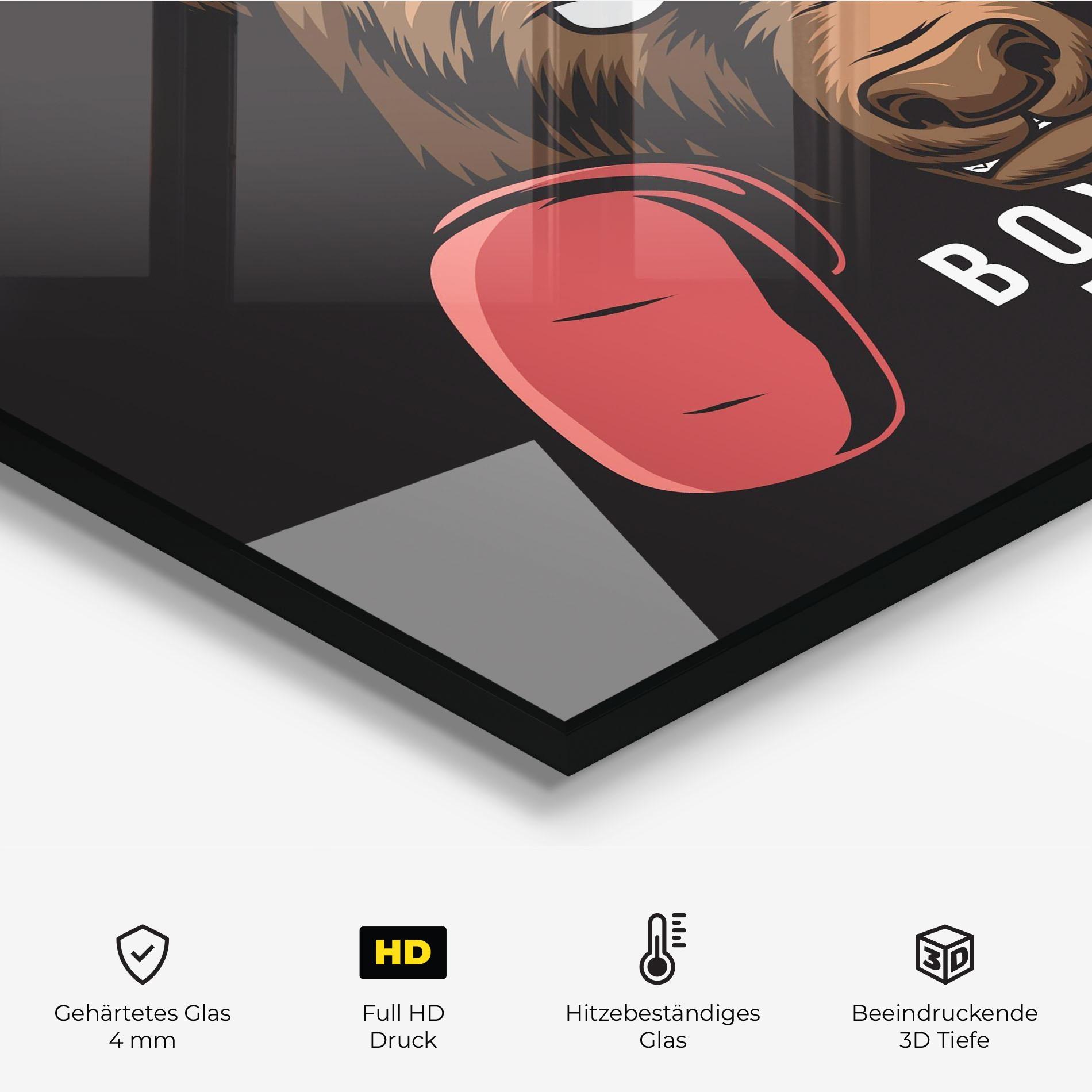 Küchenrückwand Glas Boxing Bear mockup 2