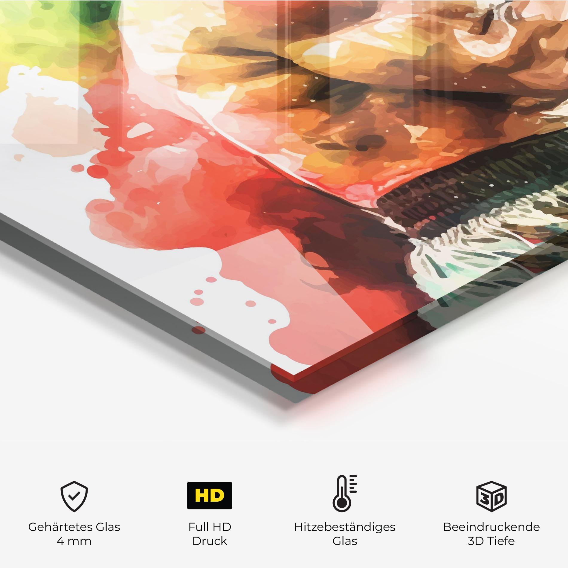 Küchenrückwand Glas Boxing Blue Red mockup 2