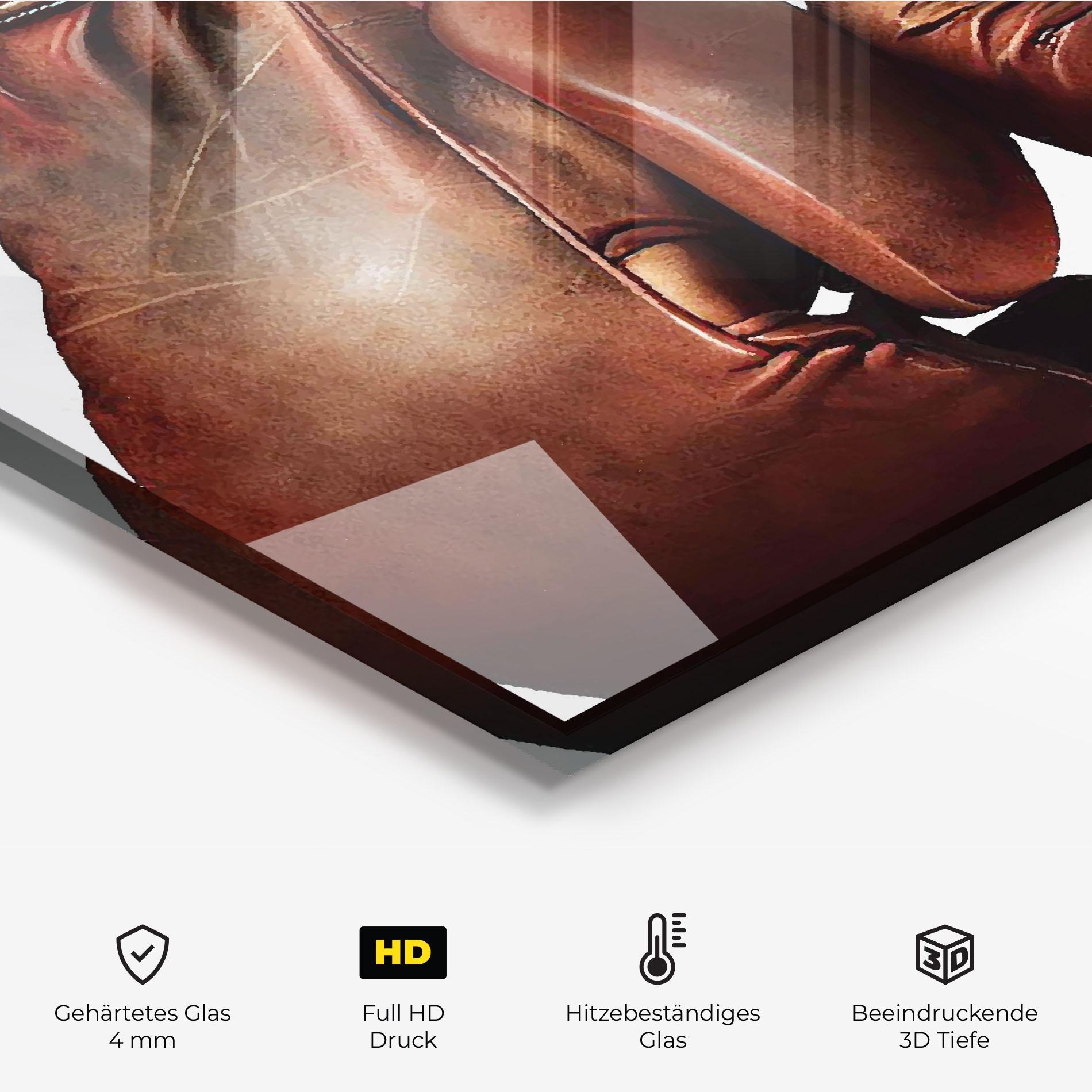 Küchenrückwand Glas Boxing Brown Gloves mockup 2