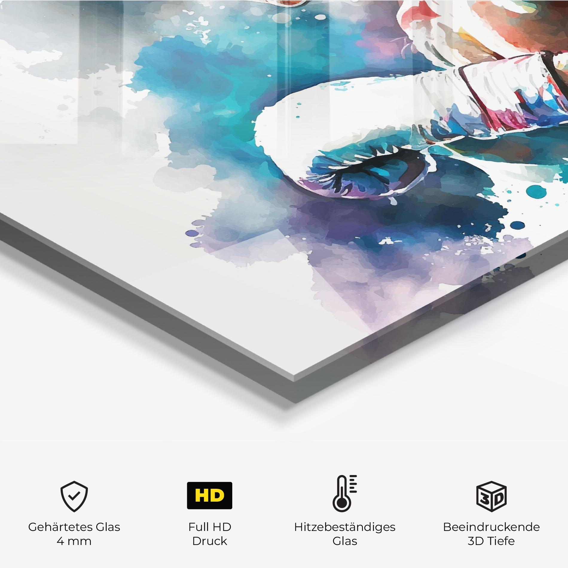 Küchenrückwand Glas Boxing Red Blue mockup 2