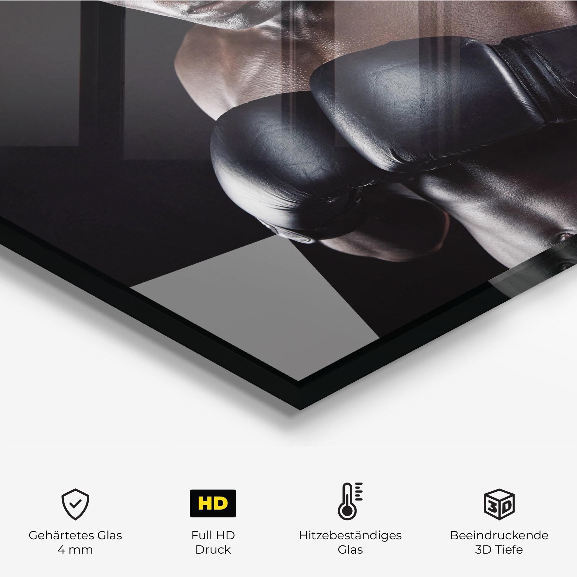 Küchenrückwand Glas Powerful Fighter mockup 2