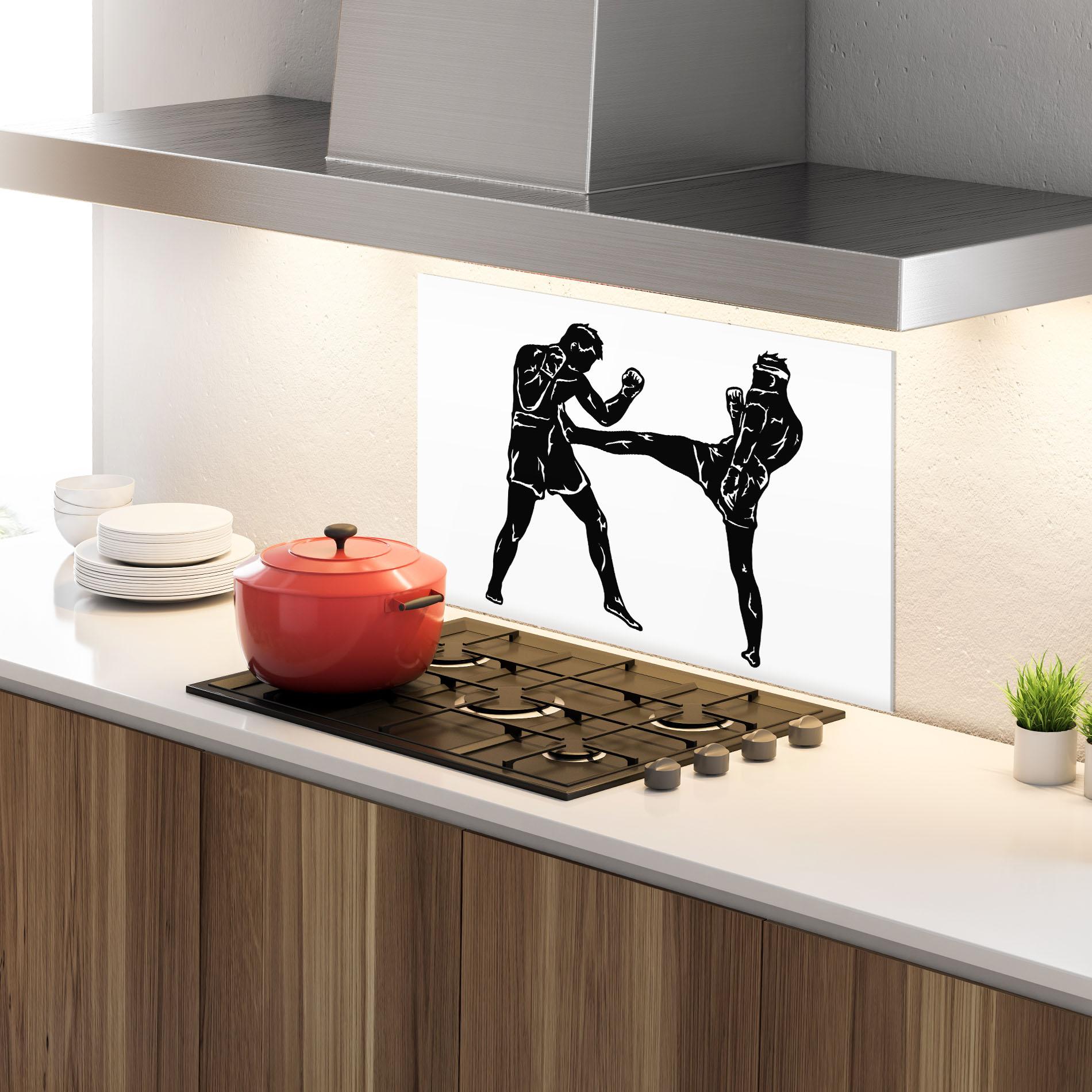 Küchenrückwand Glas Box Fight Move mockup 4