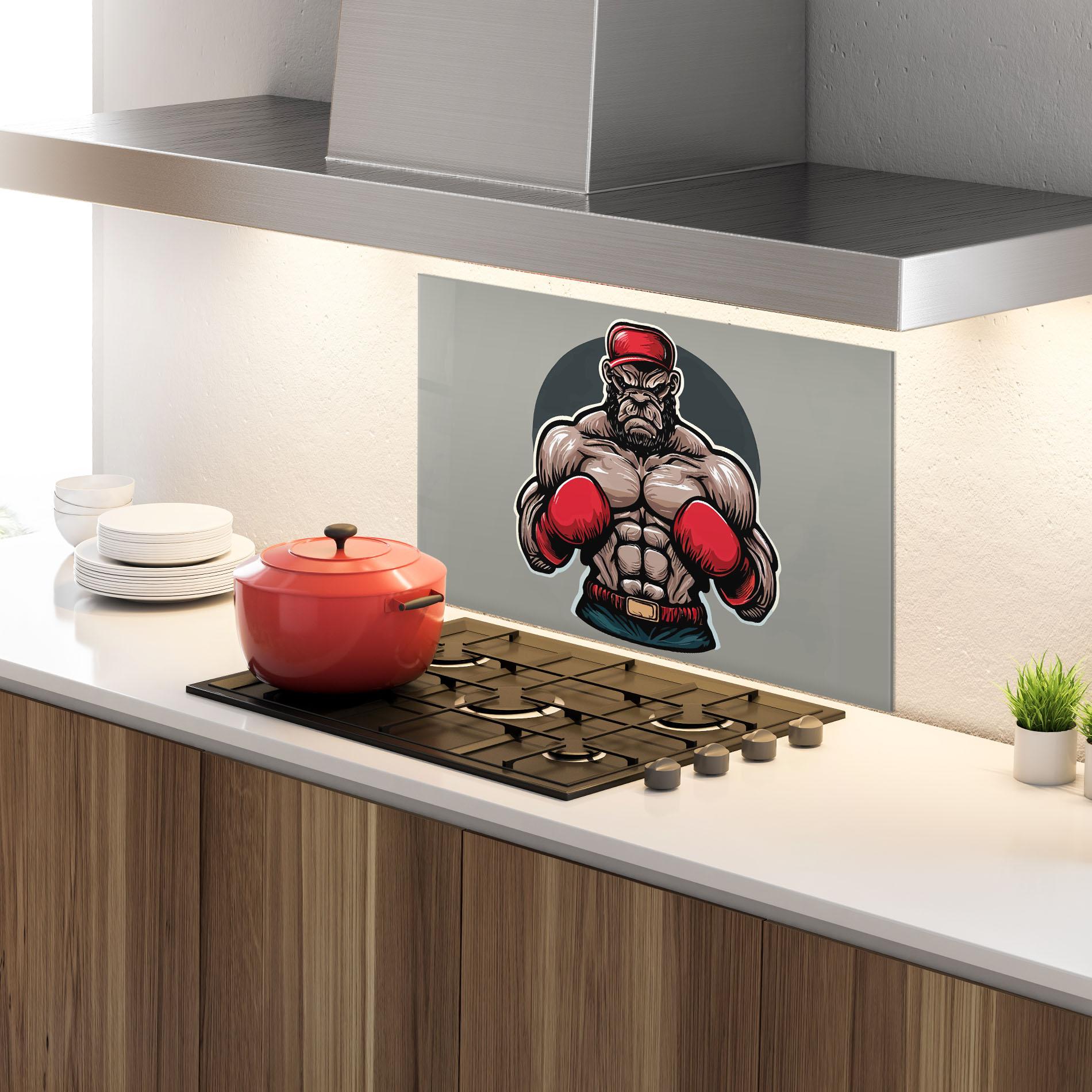 Küchenrückwand Glas Boxer Character mockup 4