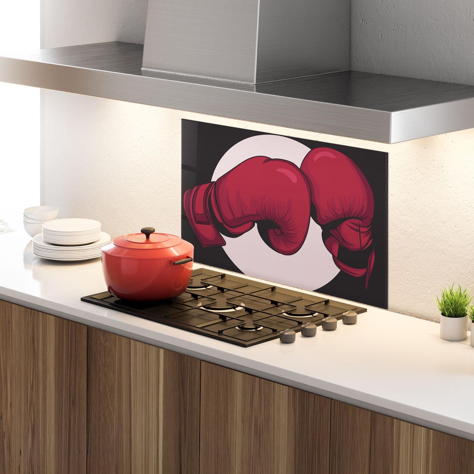 Küchenrückwand Glas Boxing Cream Circle mockup 4