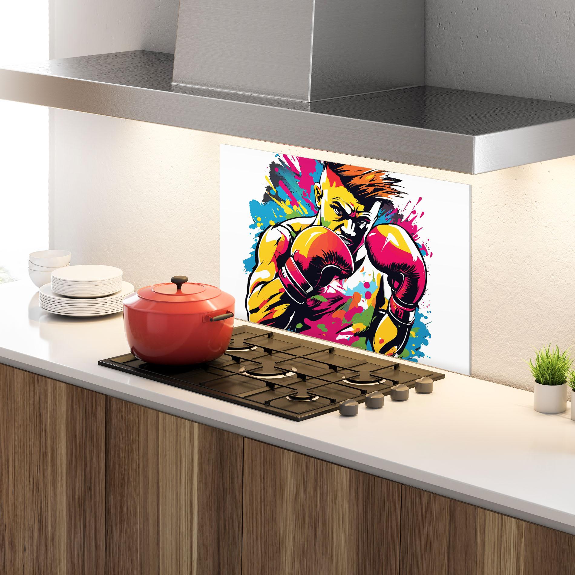 Küchenrückwand Glas Boxing Illustration mockup 4