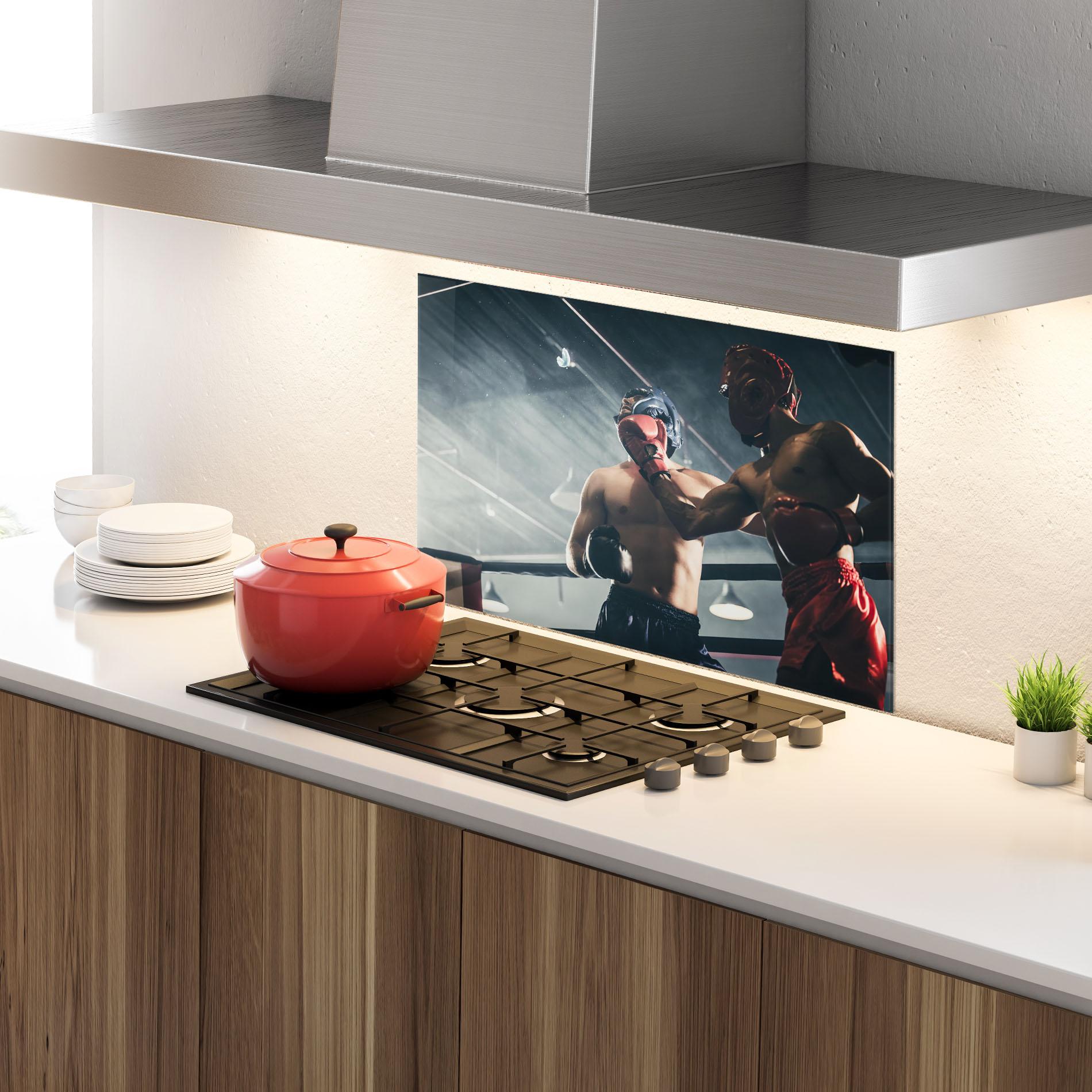 Küchenrückwand Glas Knockout King mockup 4