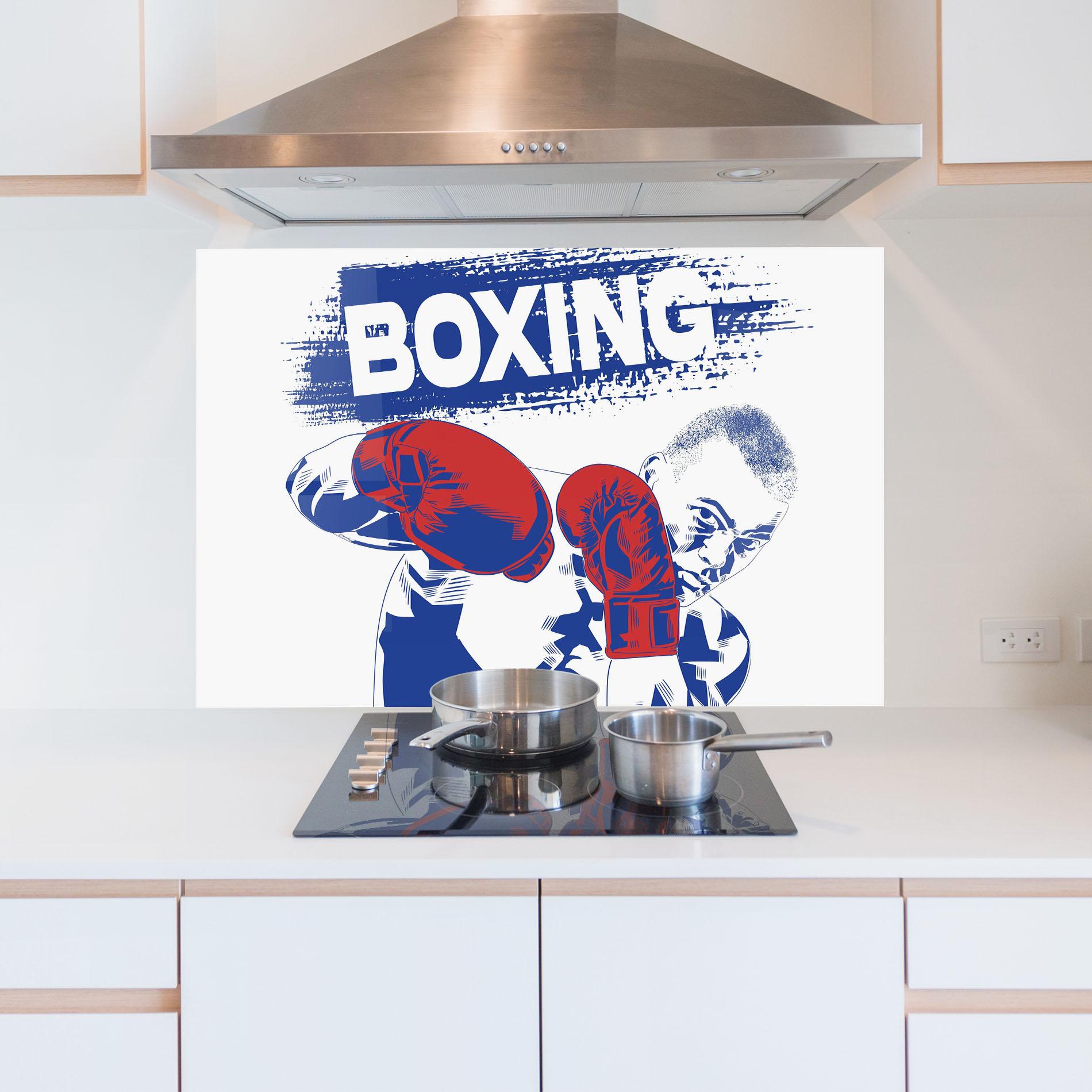 Küchenrückwand Glas Blue Boxing mockup 5