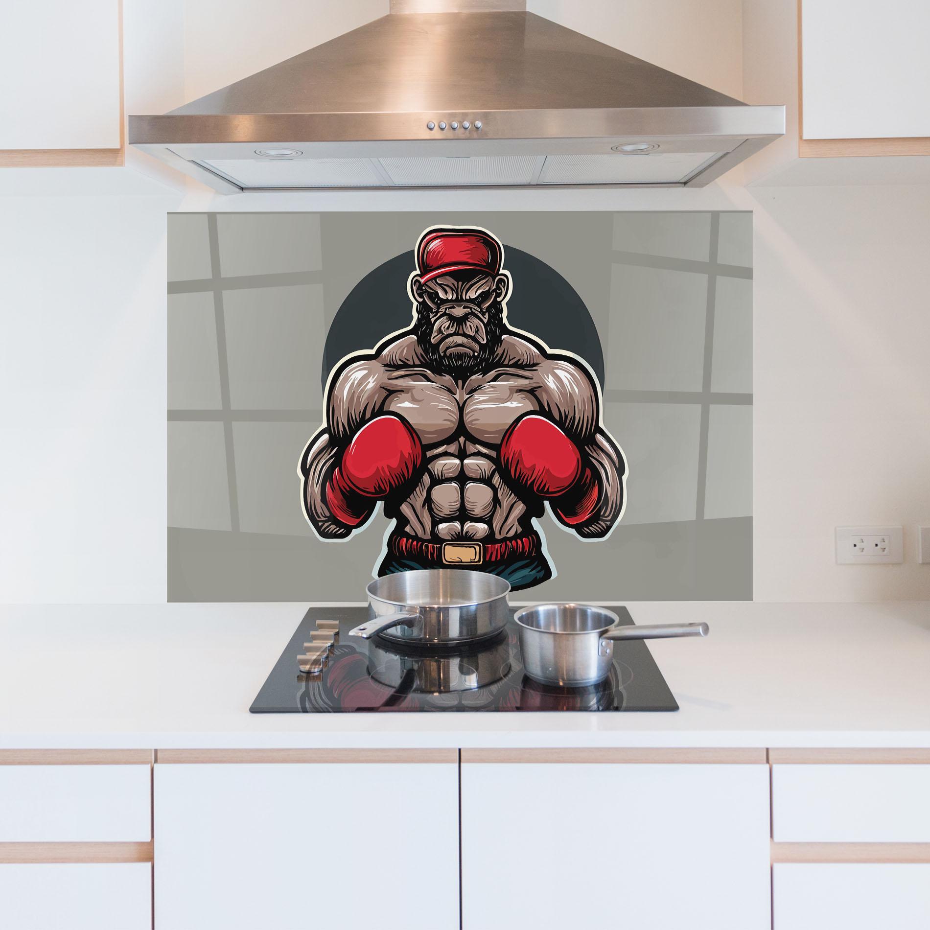 Küchenrückwand Glas Boxer Character mockup 5
