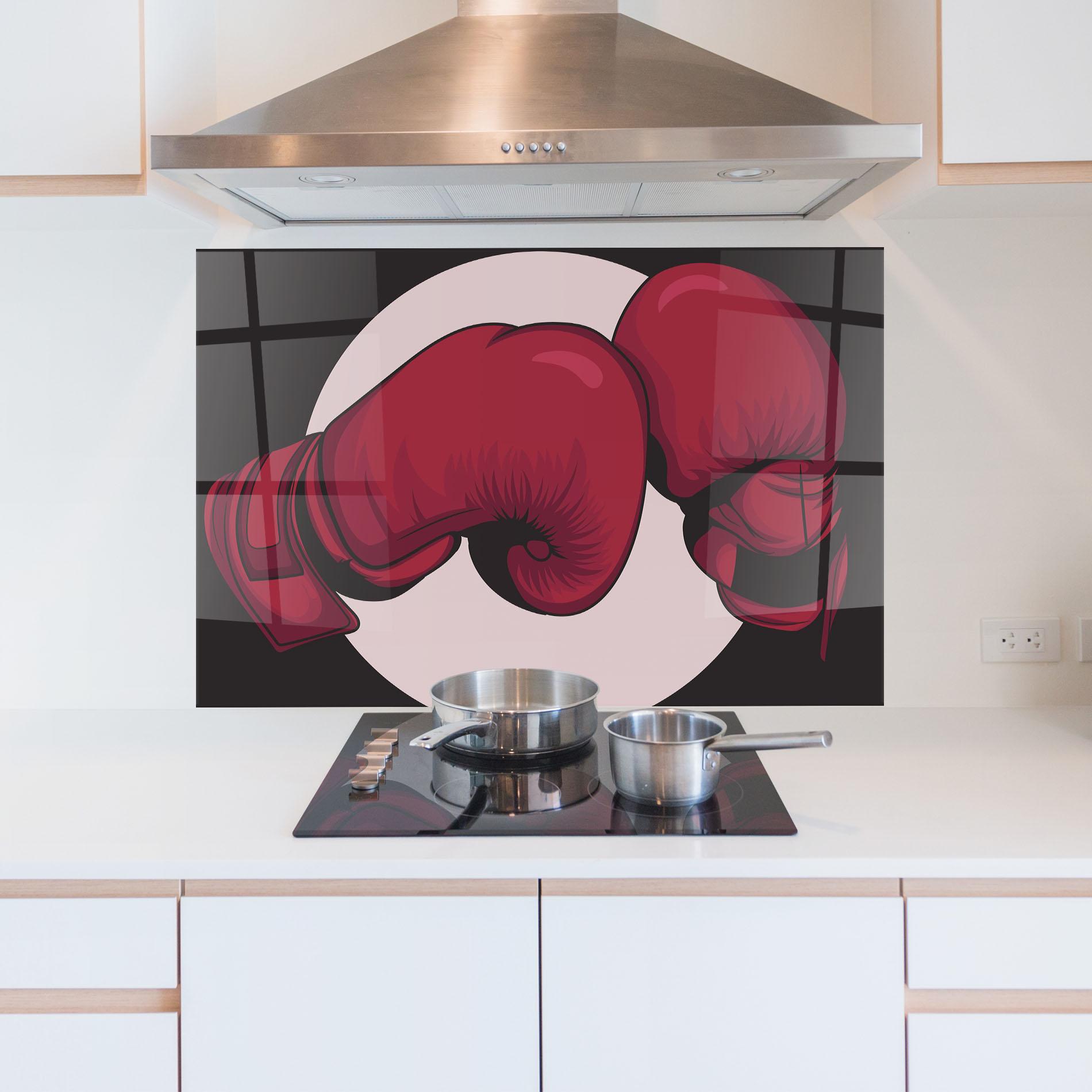 Küchenrückwand Glas Boxing Cream Circle mockup 5