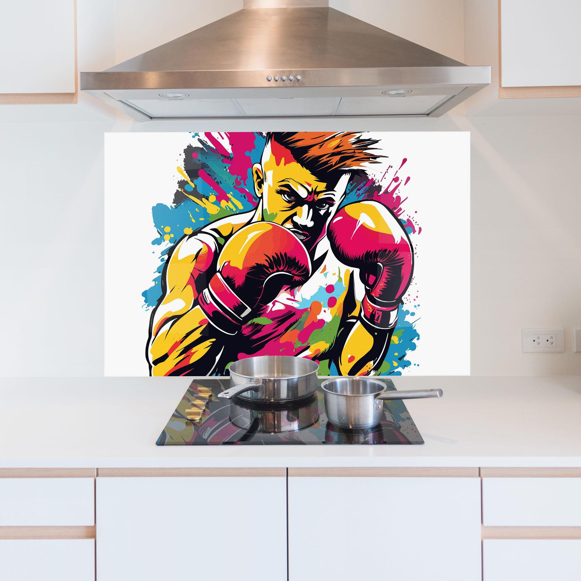 Küchenrückwand Glas Boxing Illustration mockup 5