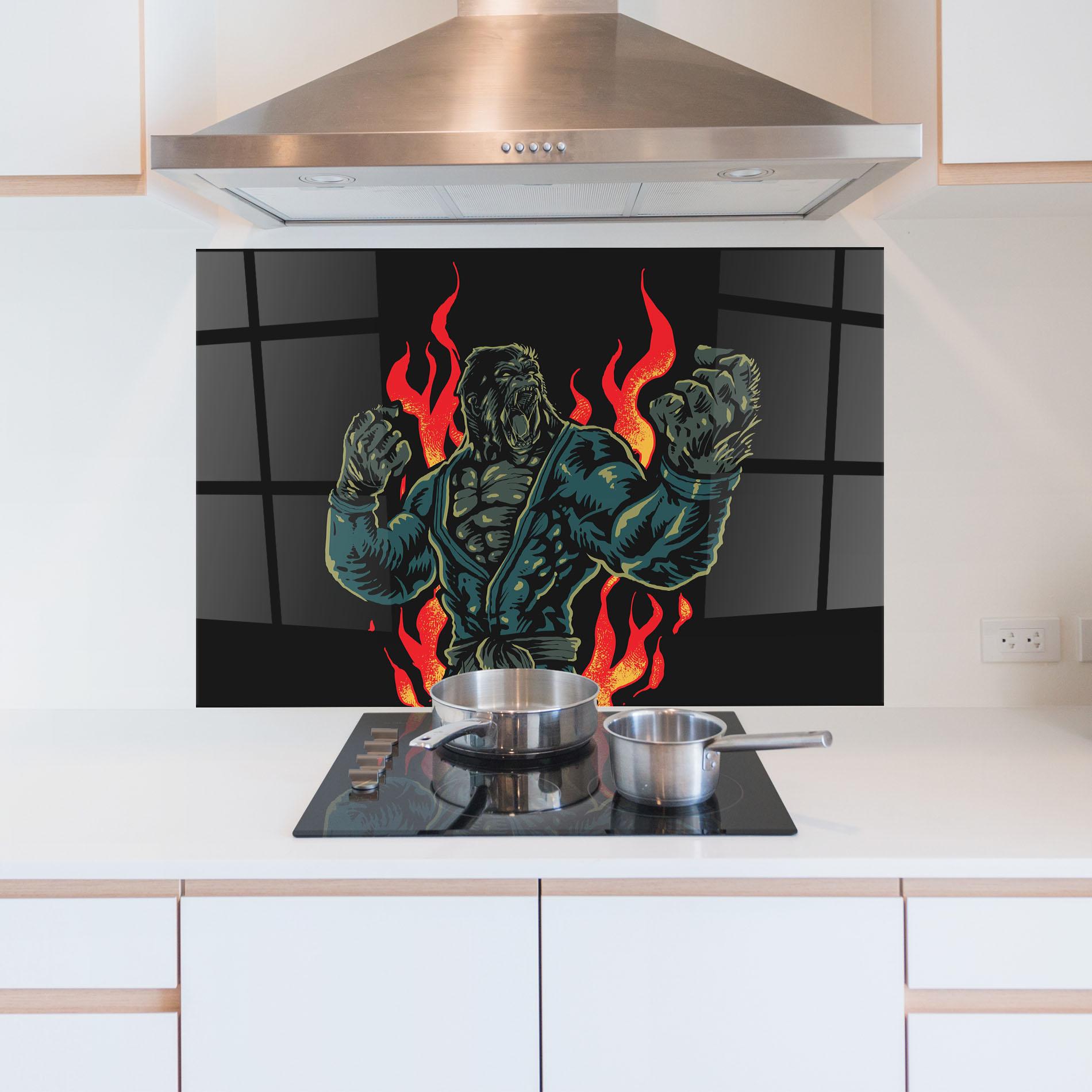 Küchenrückwand Glas Gorilla Box Fighter mockup 5