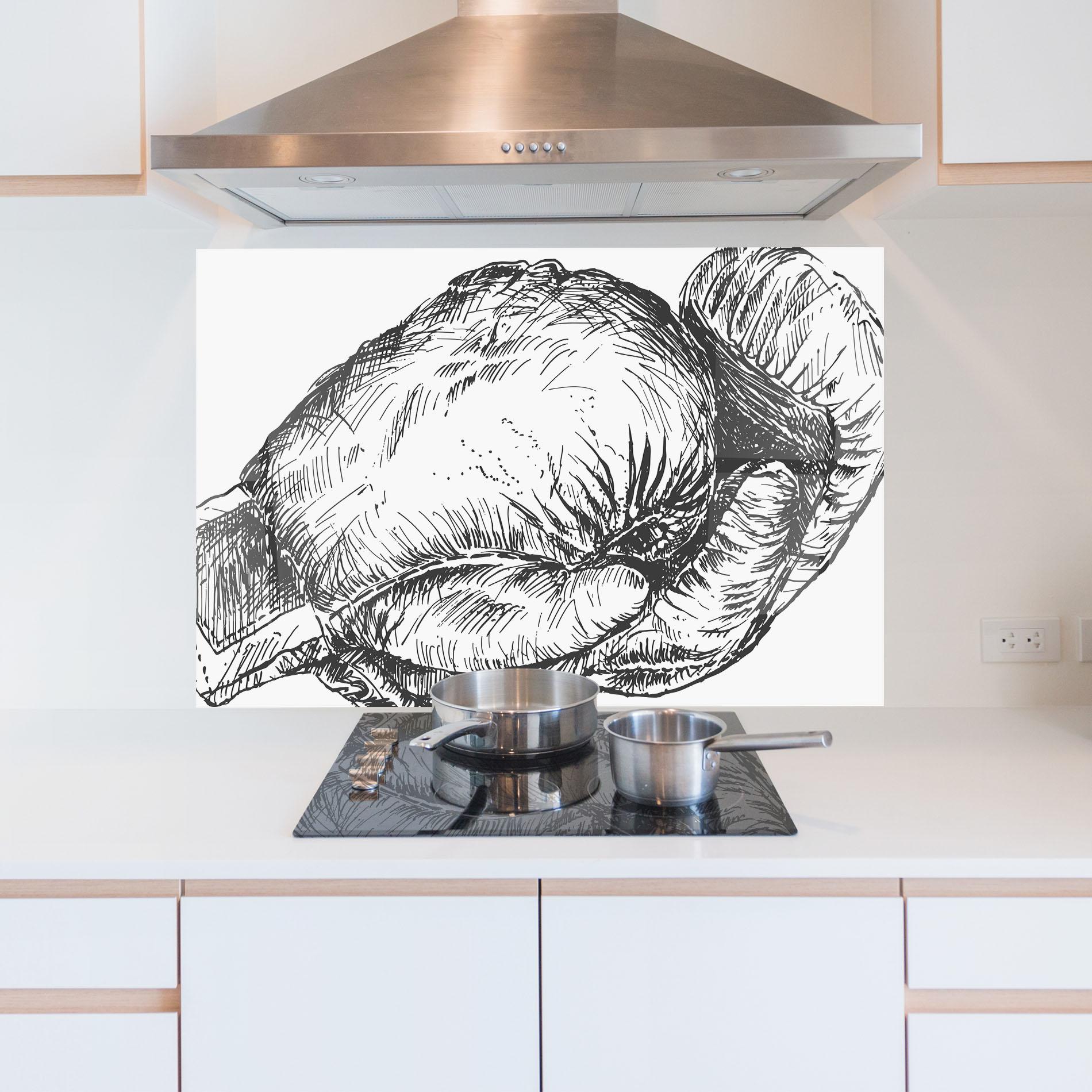 Küchenrückwand Glas Grey Line Glove mockup 5