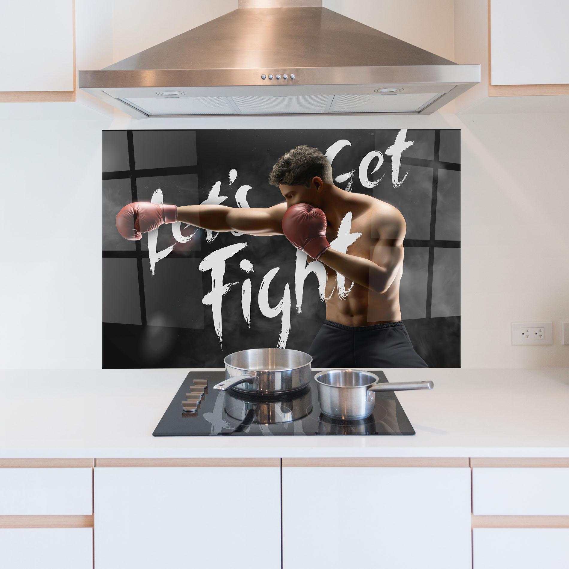 Küchenrückwand Glas Lets Get Fight mockup 5