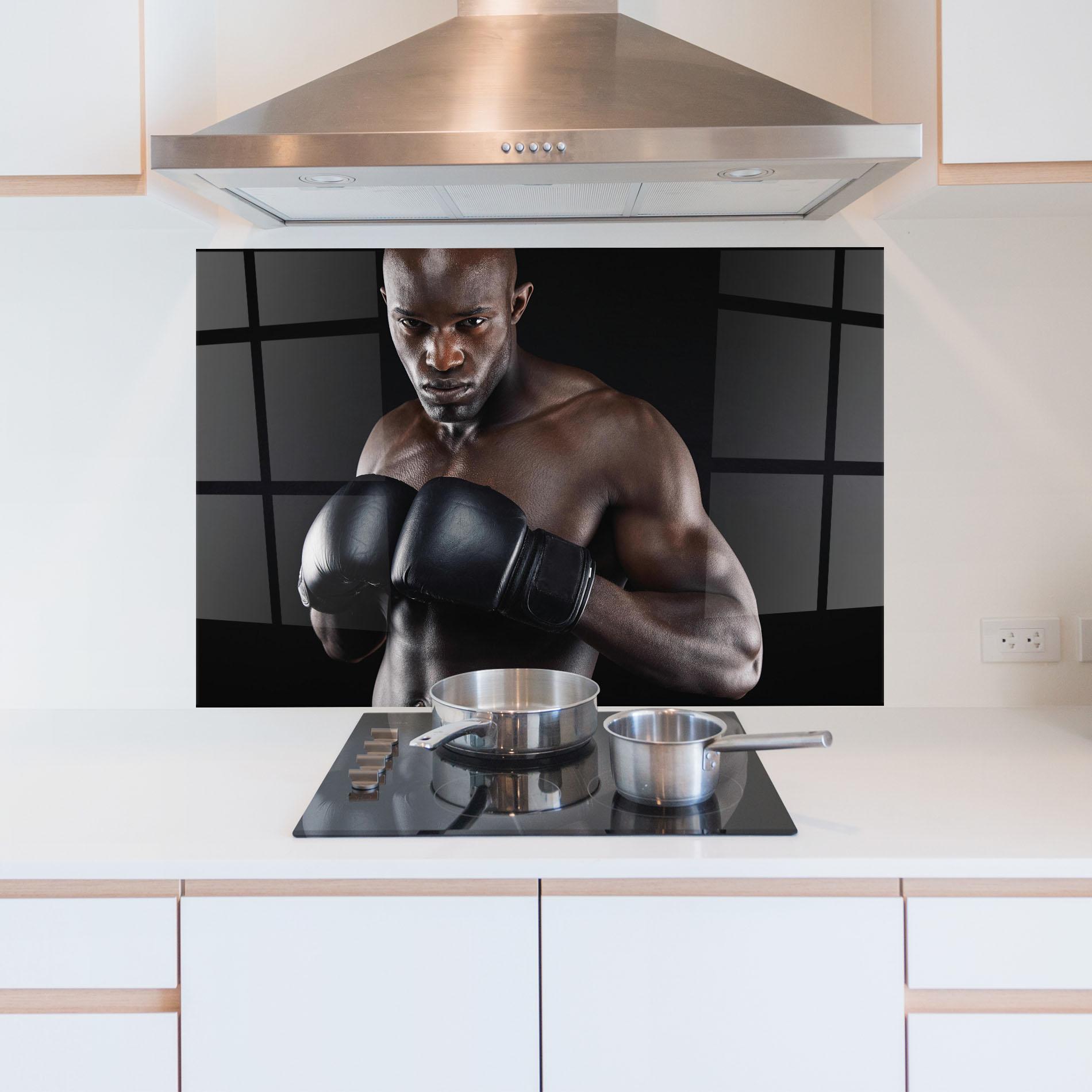 Küchenrückwand Glas Powerful Fighter mockup 5