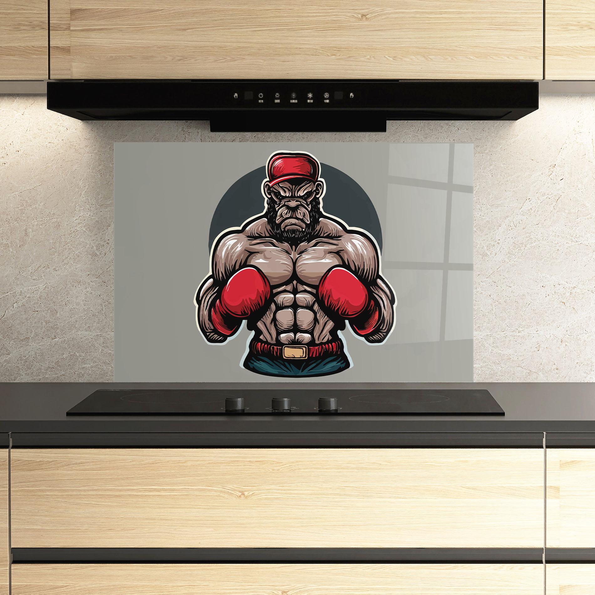 Küchenrückwand Glas Boxer Character mockup 3