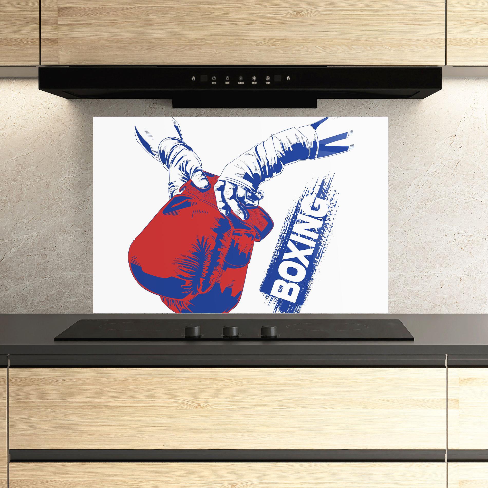 Küchenrückwand Glas Boxing Blue mockup 3