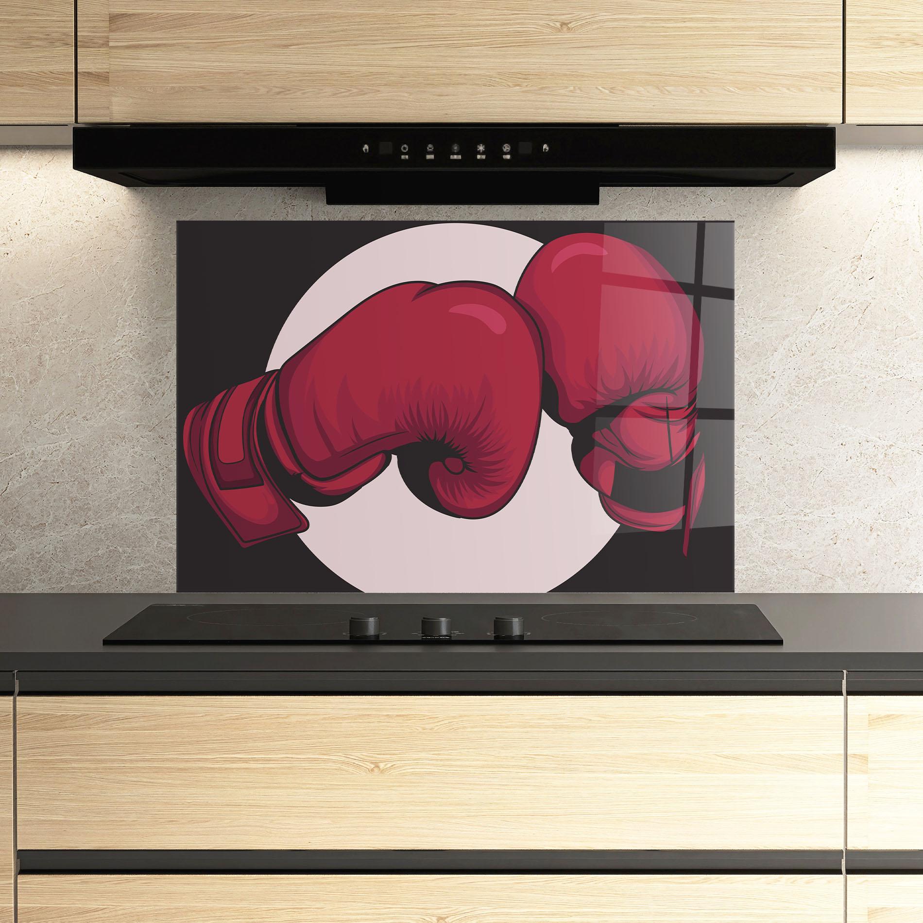 Küchenrückwand Glas Boxing Cream Circle mockup 3