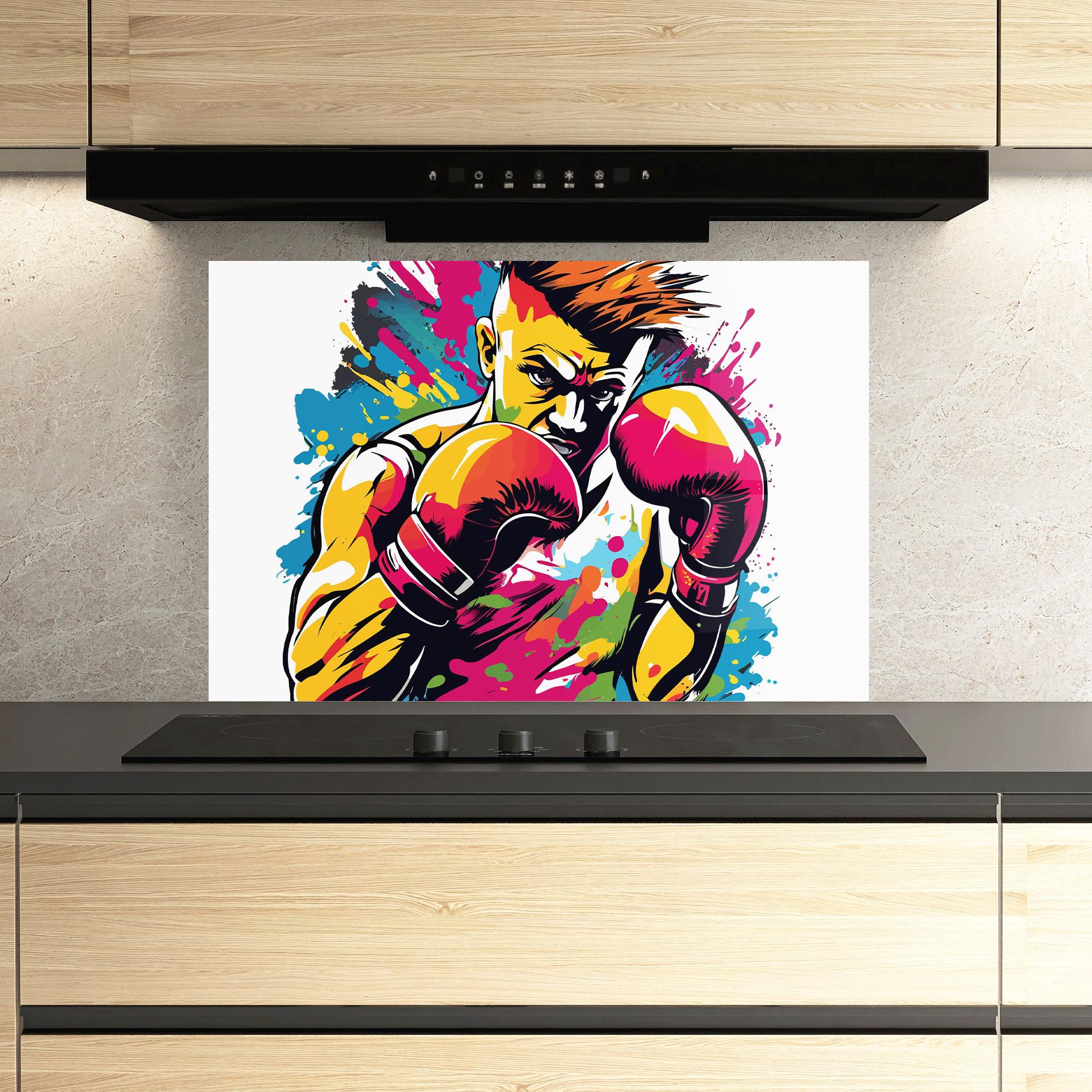 Küchenrückwand Glas Boxing Illustration mockup 3