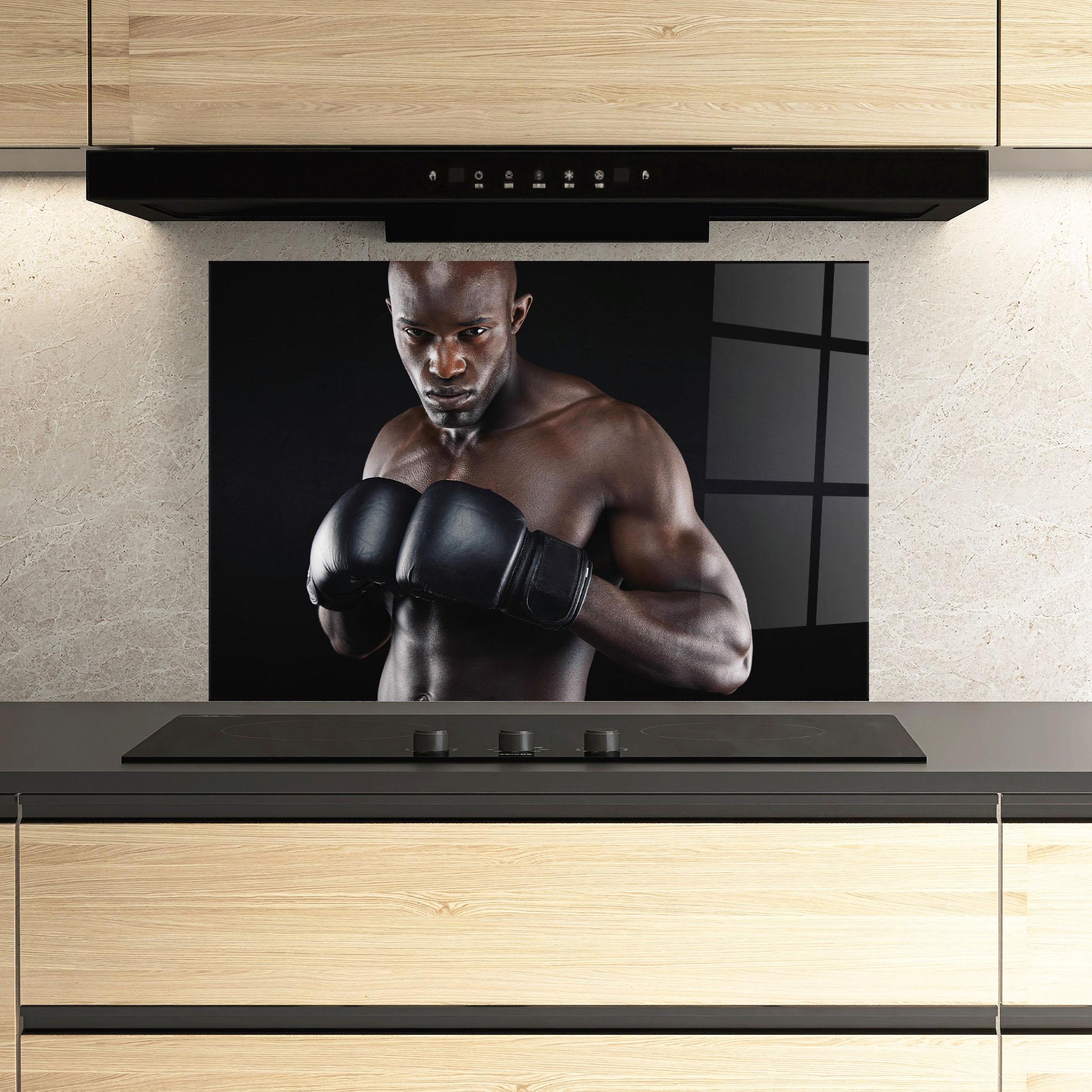 Küchenrückwand Glas Powerful Fighter mockup 3