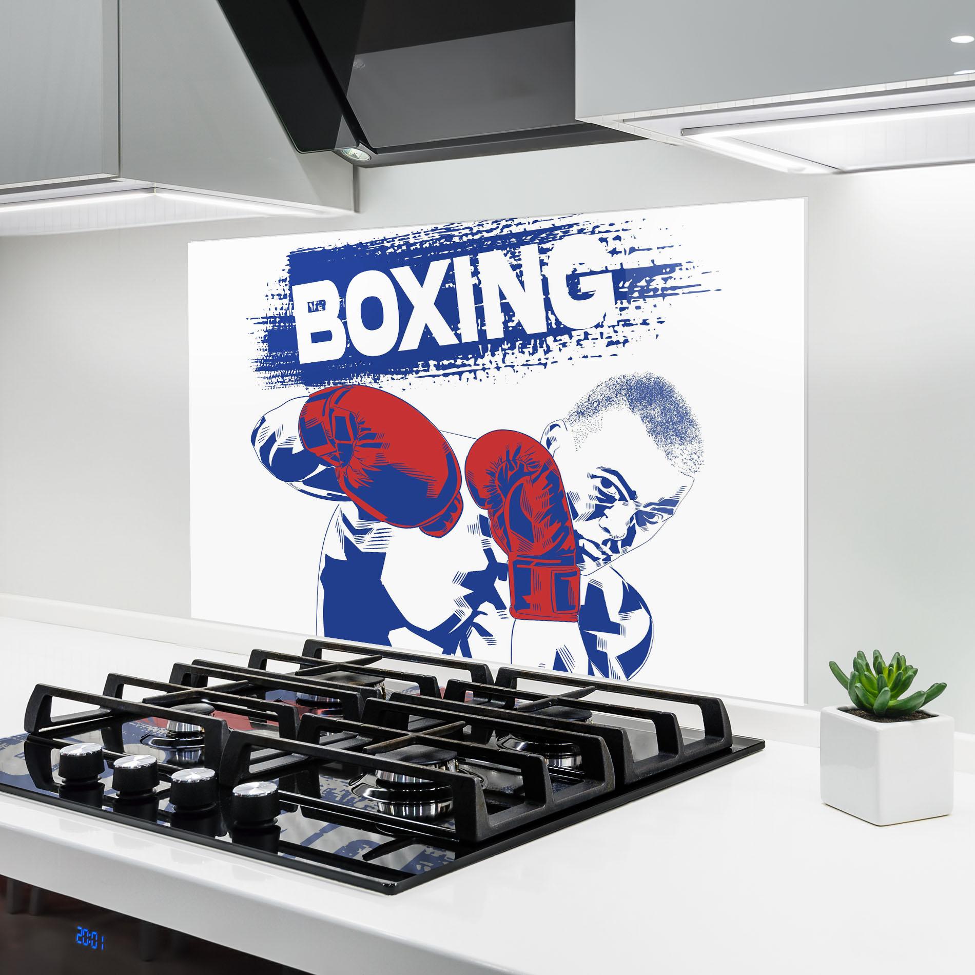 Küchenrückwand Glas Blue Boxing mockup 6