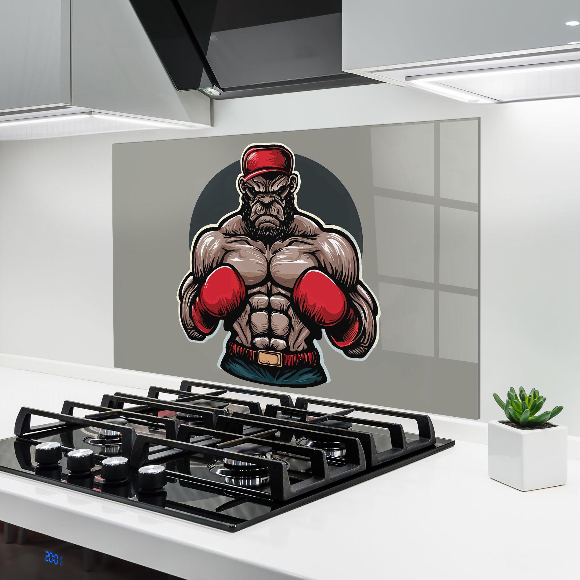Küchenrückwand Glas Boxer Character mockup 6