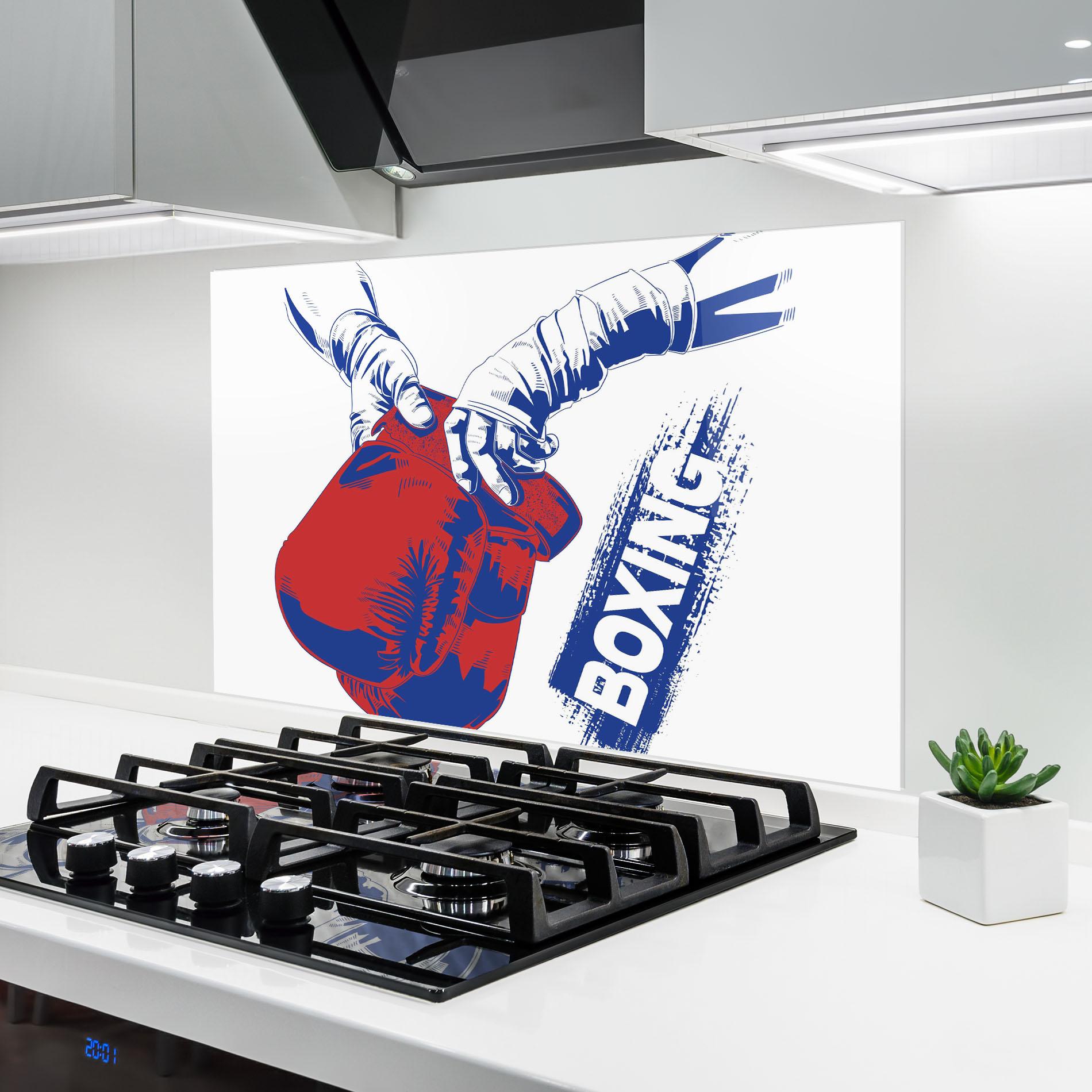 Küchenrückwand Glas Boxing Blue mockup 6