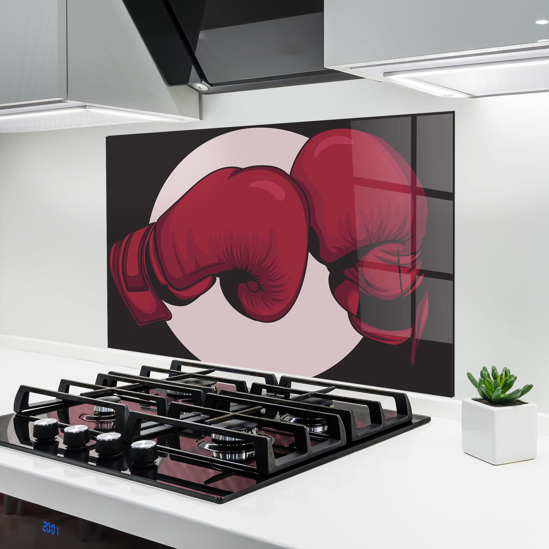 Küchenrückwand Glas Boxing Cream Circle mockup 6