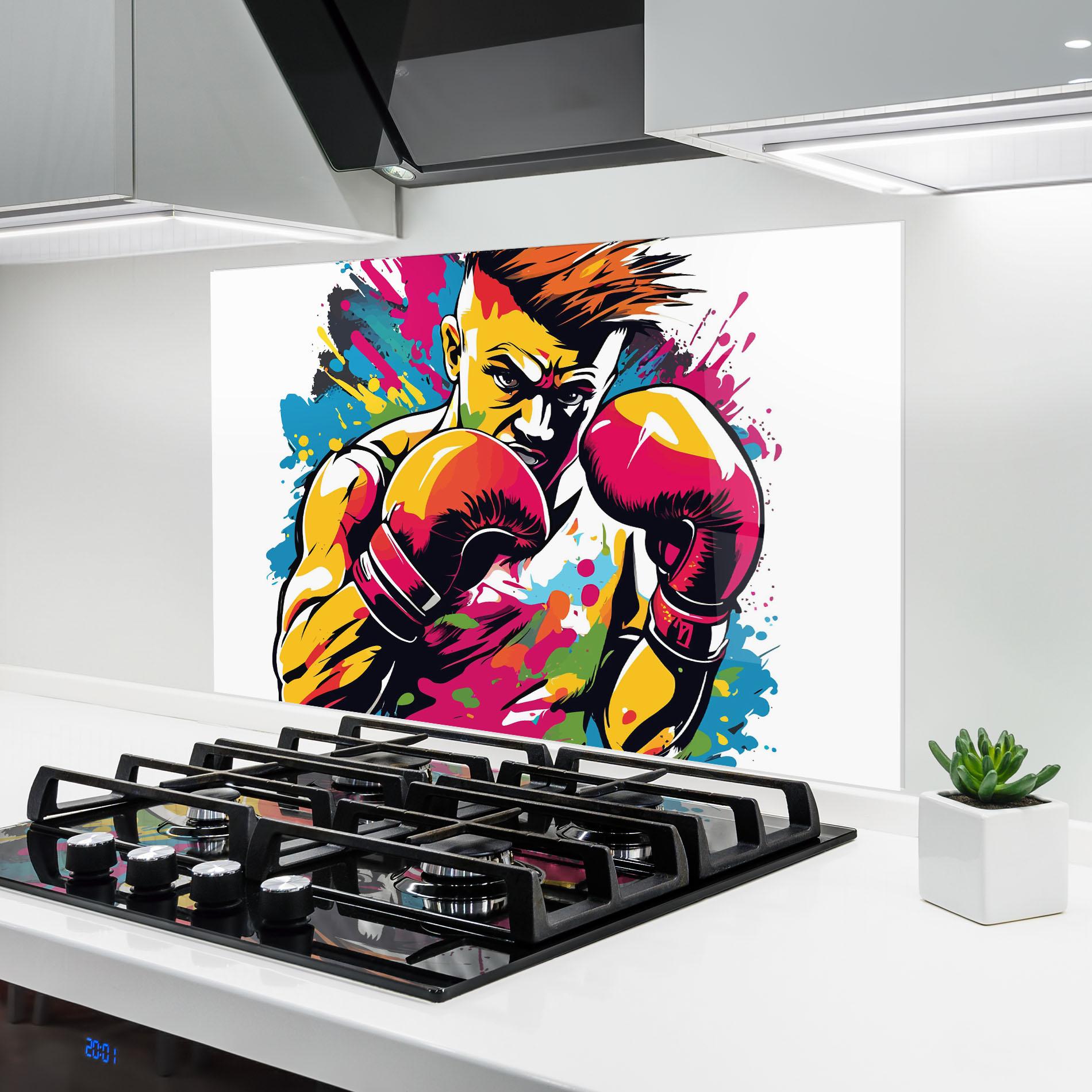 Küchenrückwand Glas Boxing Illustration mockup 6