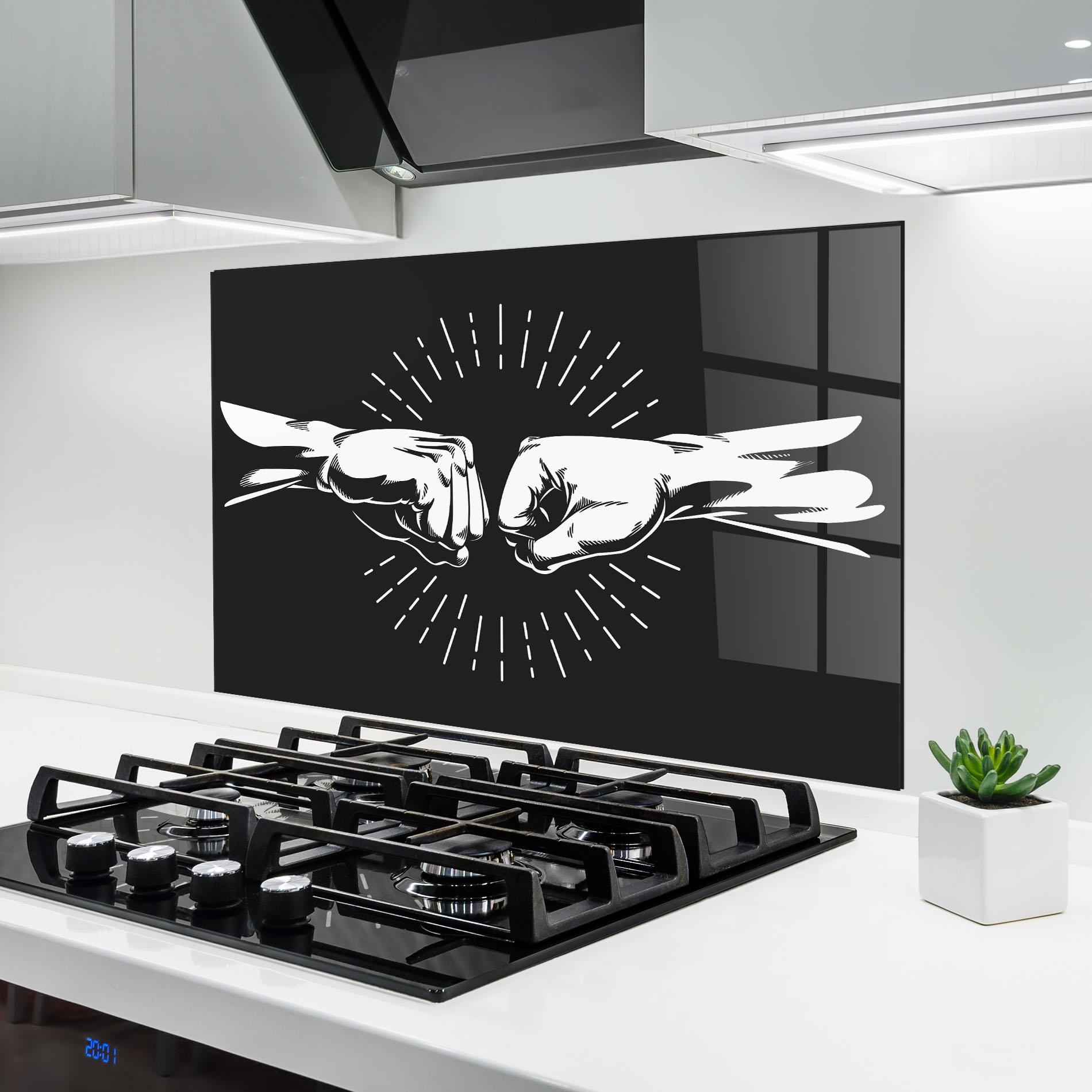 Küchenrückwand Glas Grey Handshake Box mockup 6