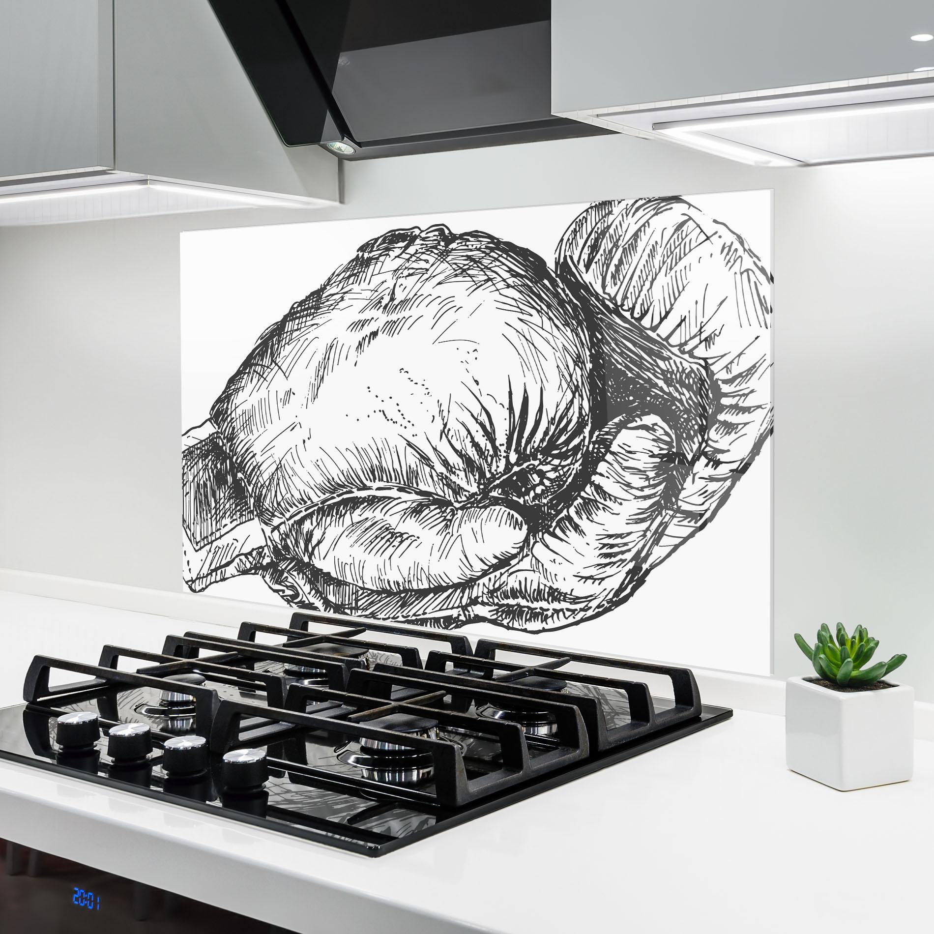 Küchenrückwand Glas Grey Line Glove mockup 6