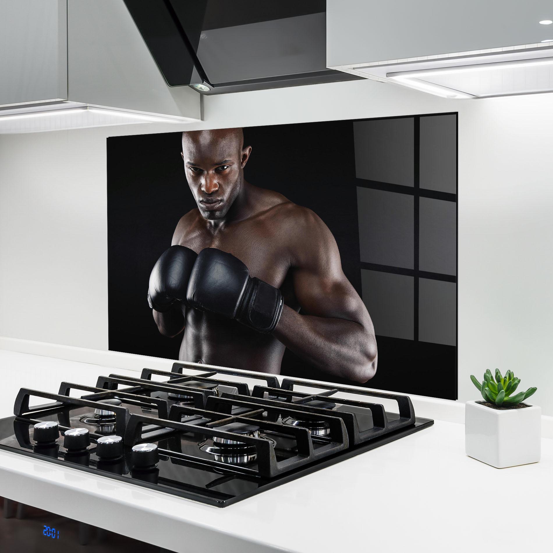 Küchenrückwand Glas Powerful Fighter mockup 6