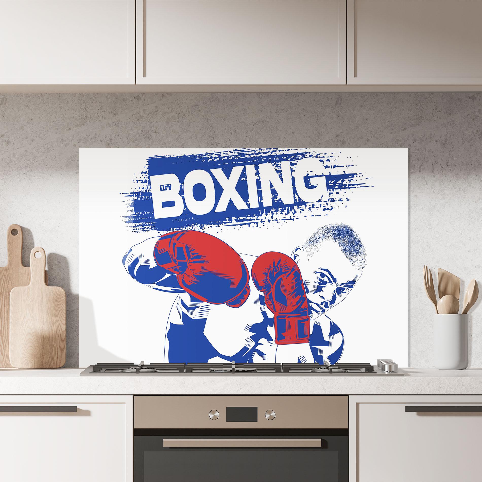 Küchenrückwand Glas Blue Boxing mockup 7