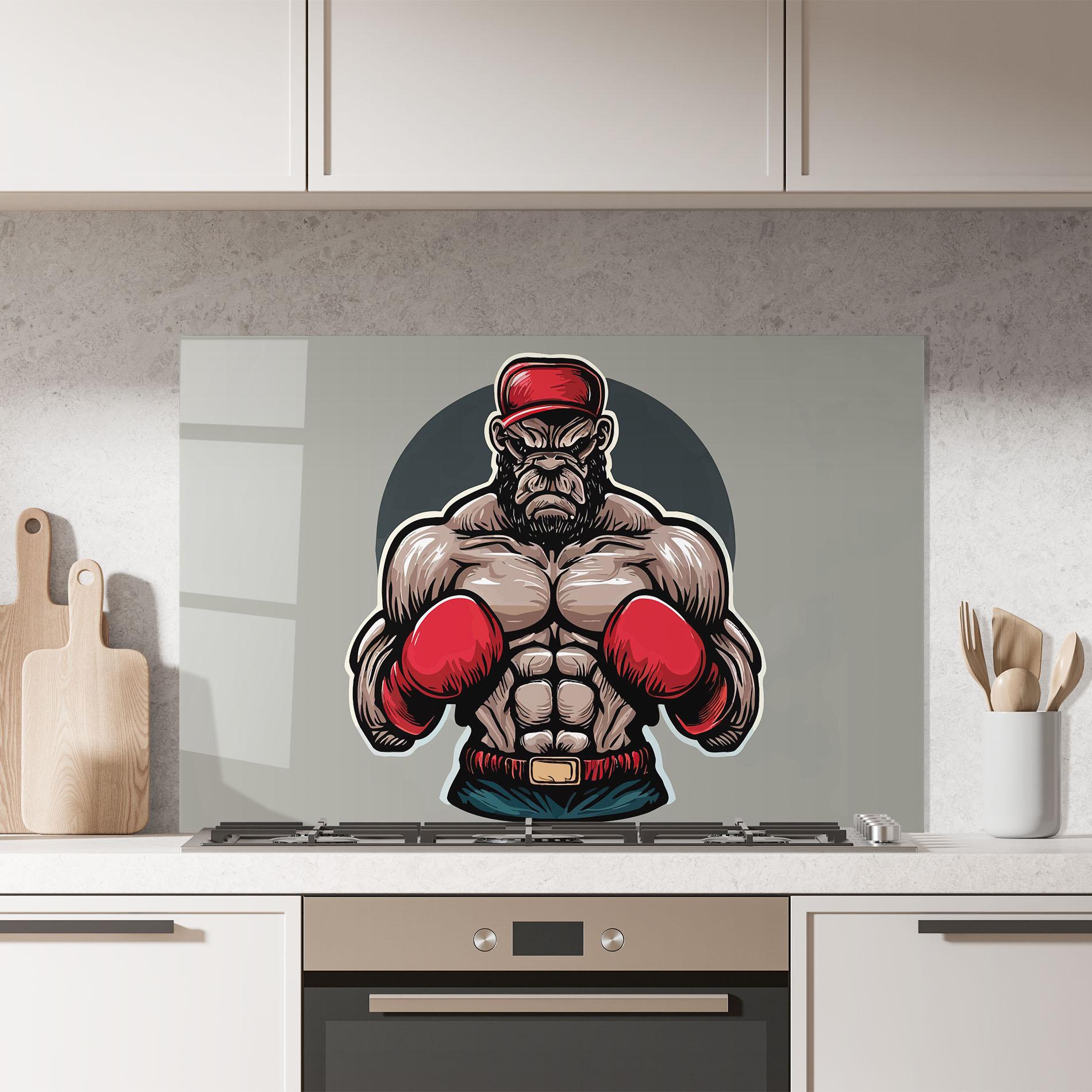 Küchenrückwand Glas Boxer Character mockup 7